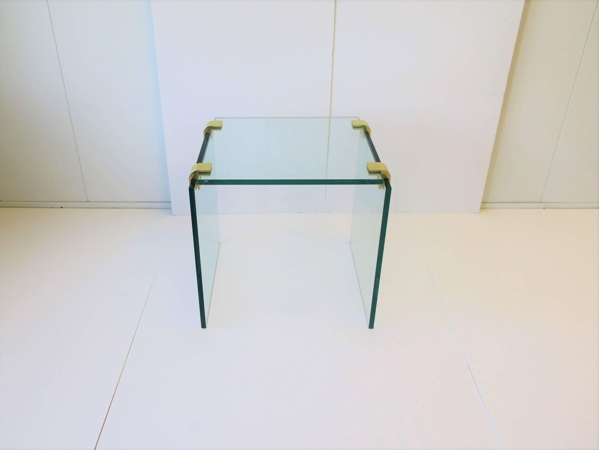 Modern Brass and Glass End or Side Table after Leon Rosen for Pace In Good Condition In New York, NY
