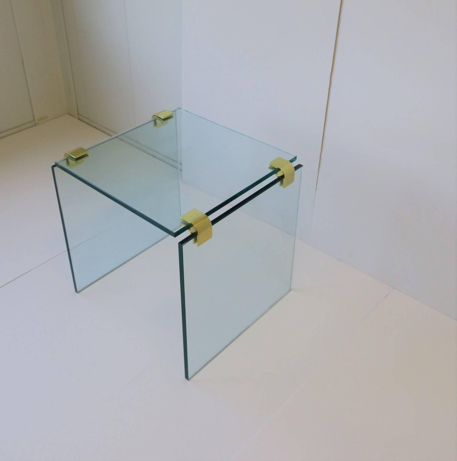 Modern Brass and Glass End or Side Table after Leon Rosen for Pace 1