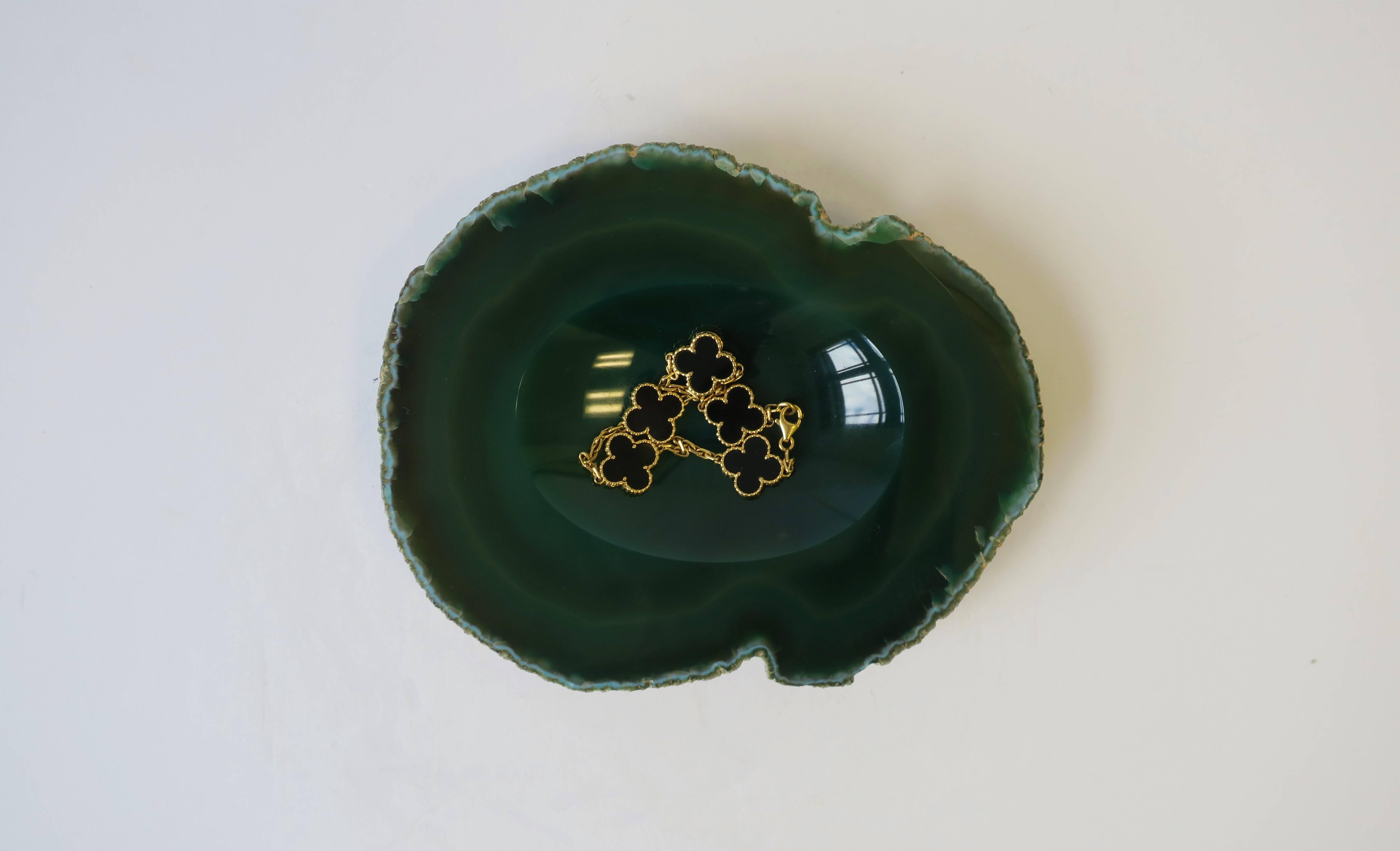 Polished Vintage Emerald Green Agate Geode Vessel Bowl or Decorative Object
