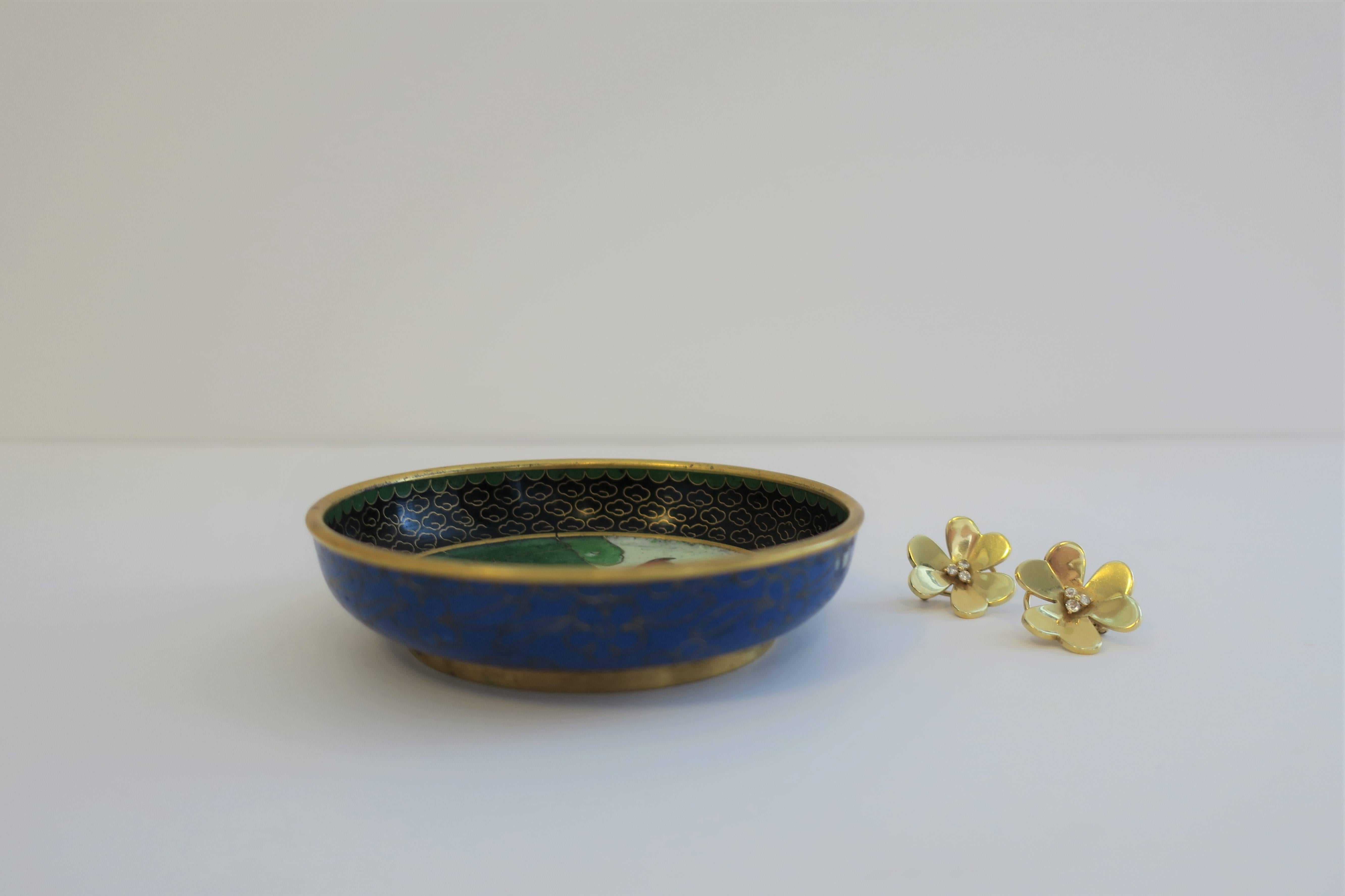 Enamel Vintage Chinese Cloisonné Trinket or Jewelry Dish