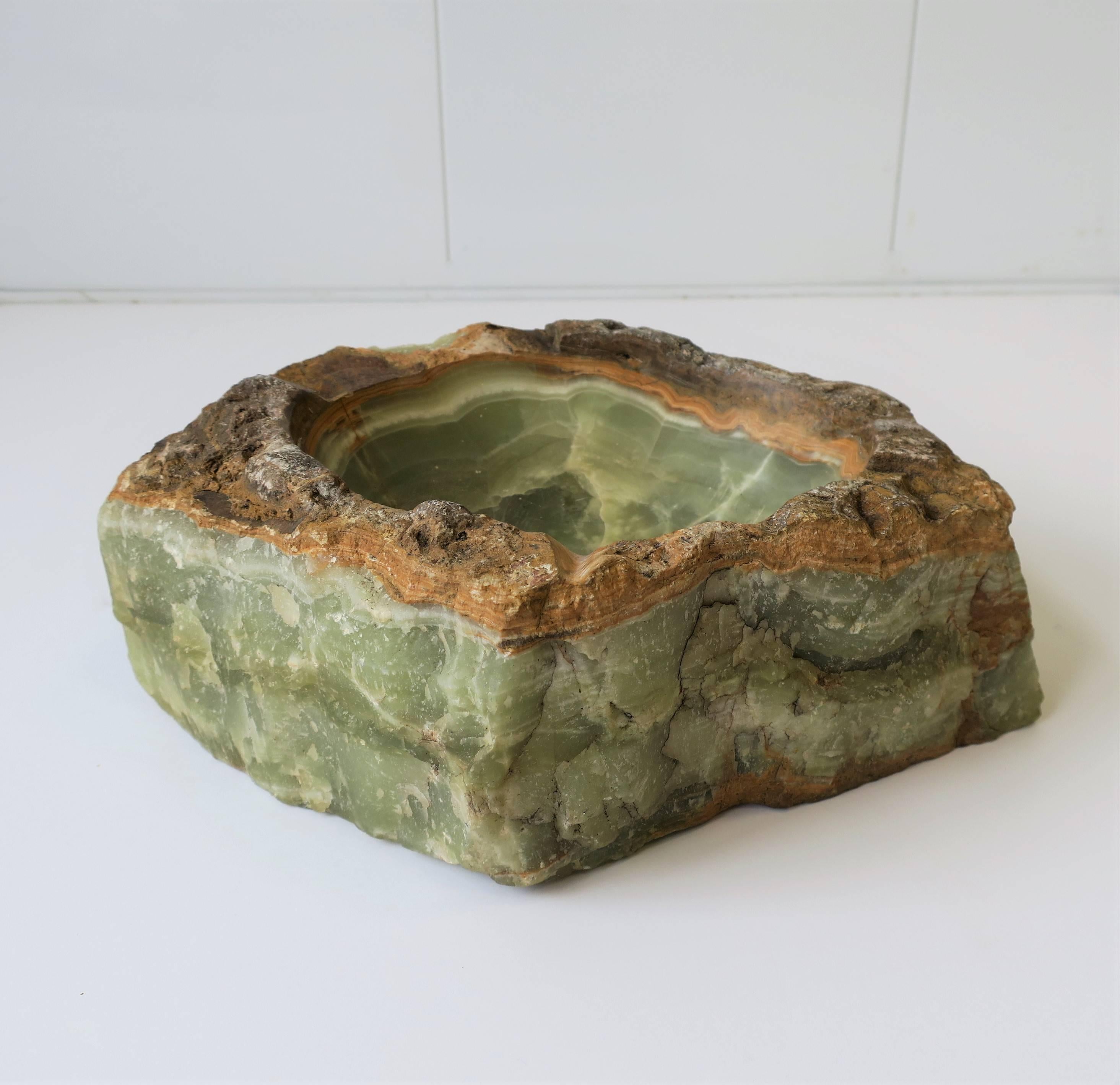 Hand-Carved Onyx Marble Vessel Bowl Sculpture