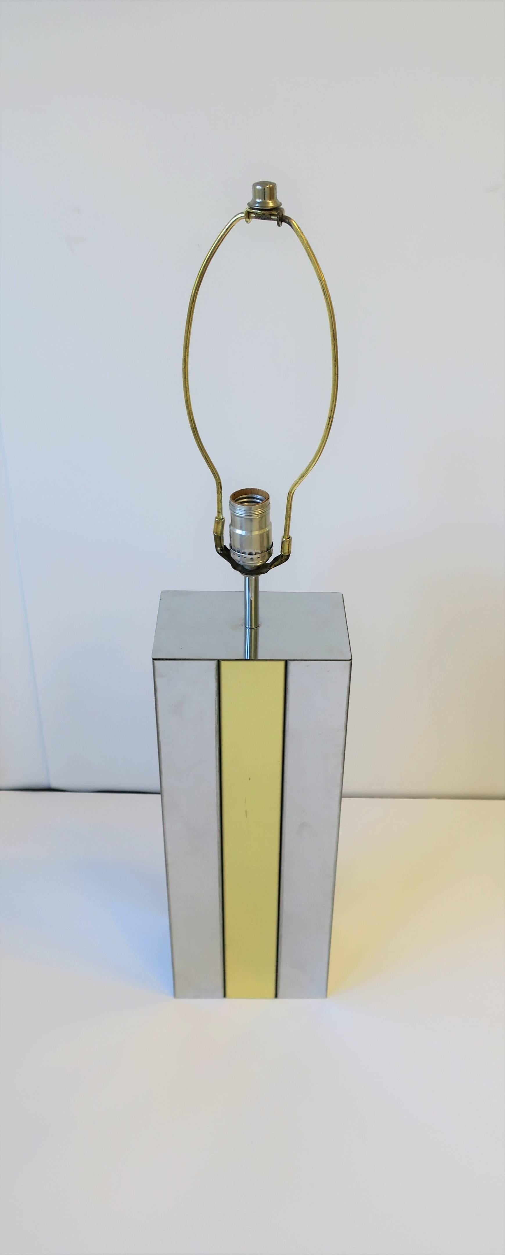 American Modern Robert Sonneman Chrome and Brass Table Lamp, circa 1970s For Sale