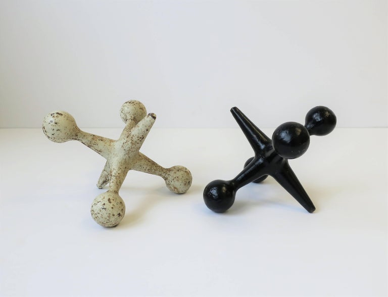 Black and White Iron Metal Jacks Bookends or Decorative Objects For