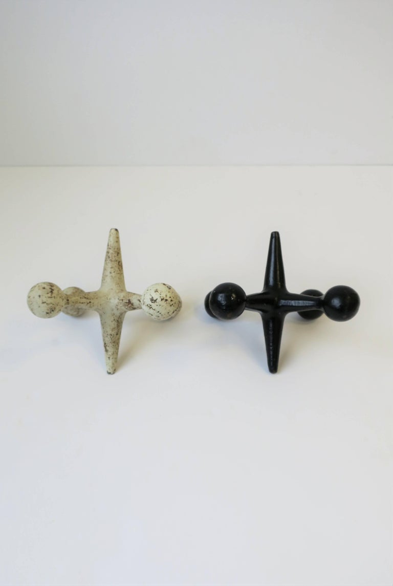 Black and White Iron Metal Jacks Bookends or Decorative Objects For