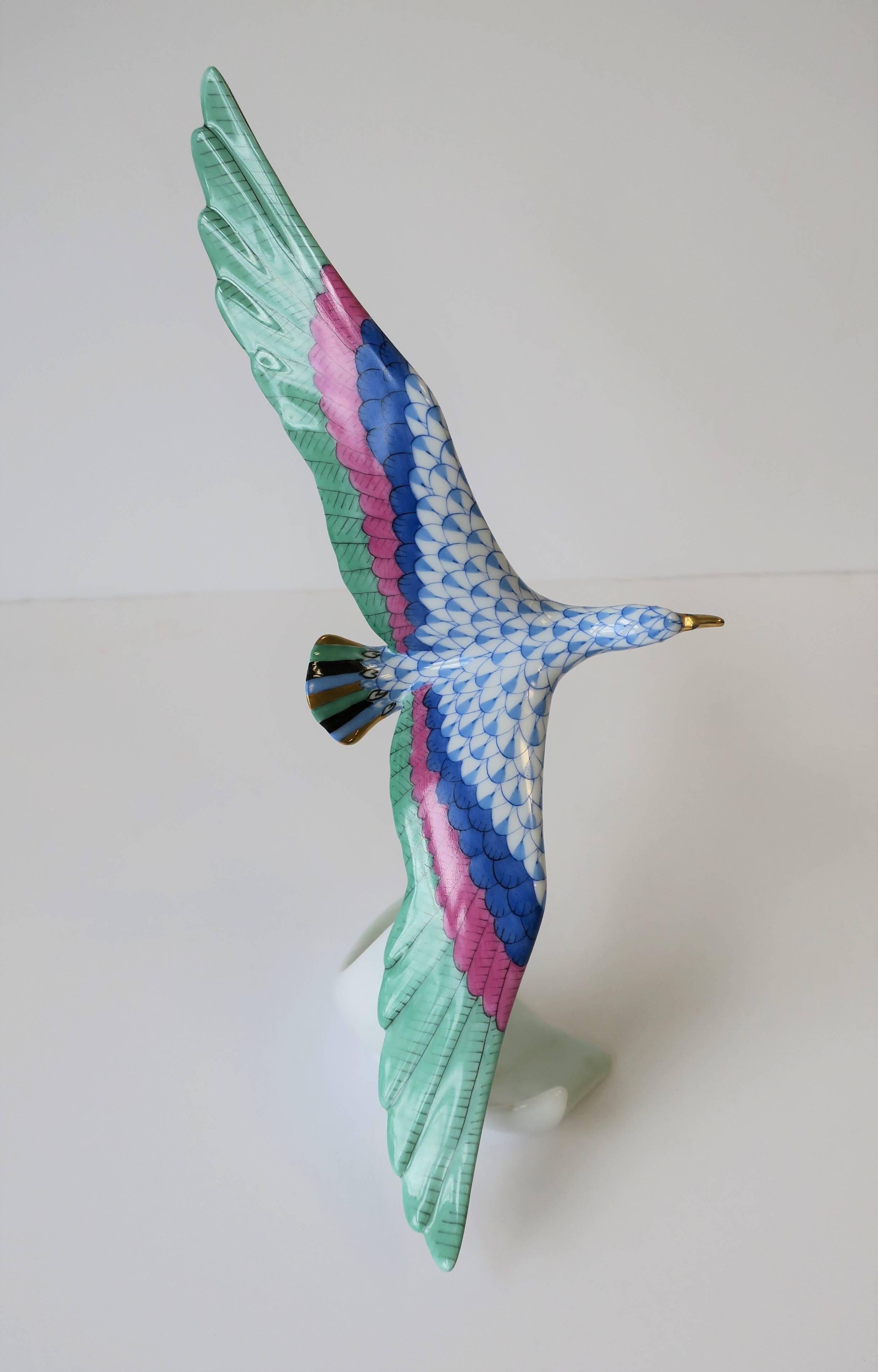 Hungarian Herend Blue and White Porcelain Bird