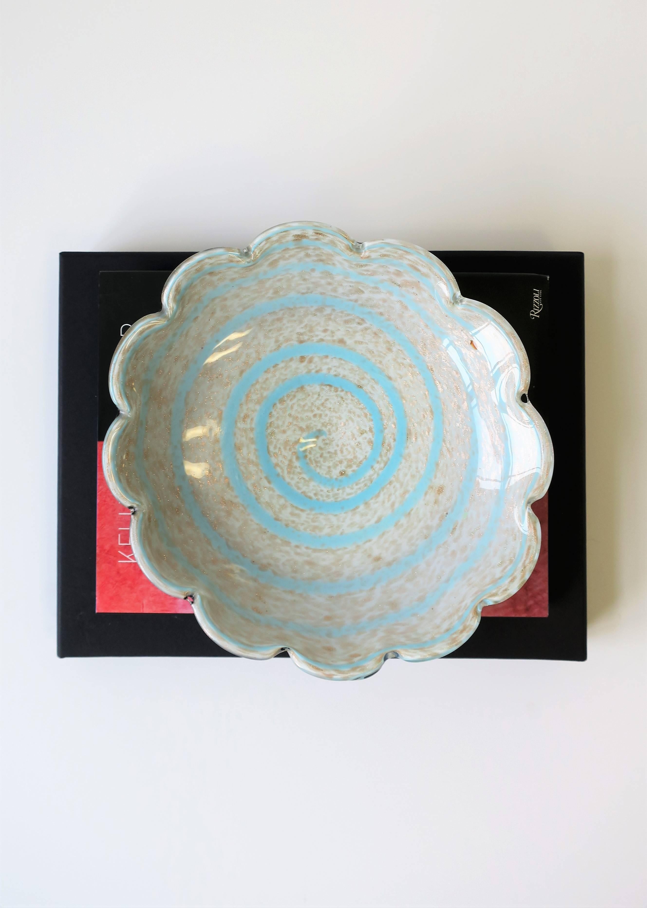 Italian Murano Blue and White Art Glass Bowl 2