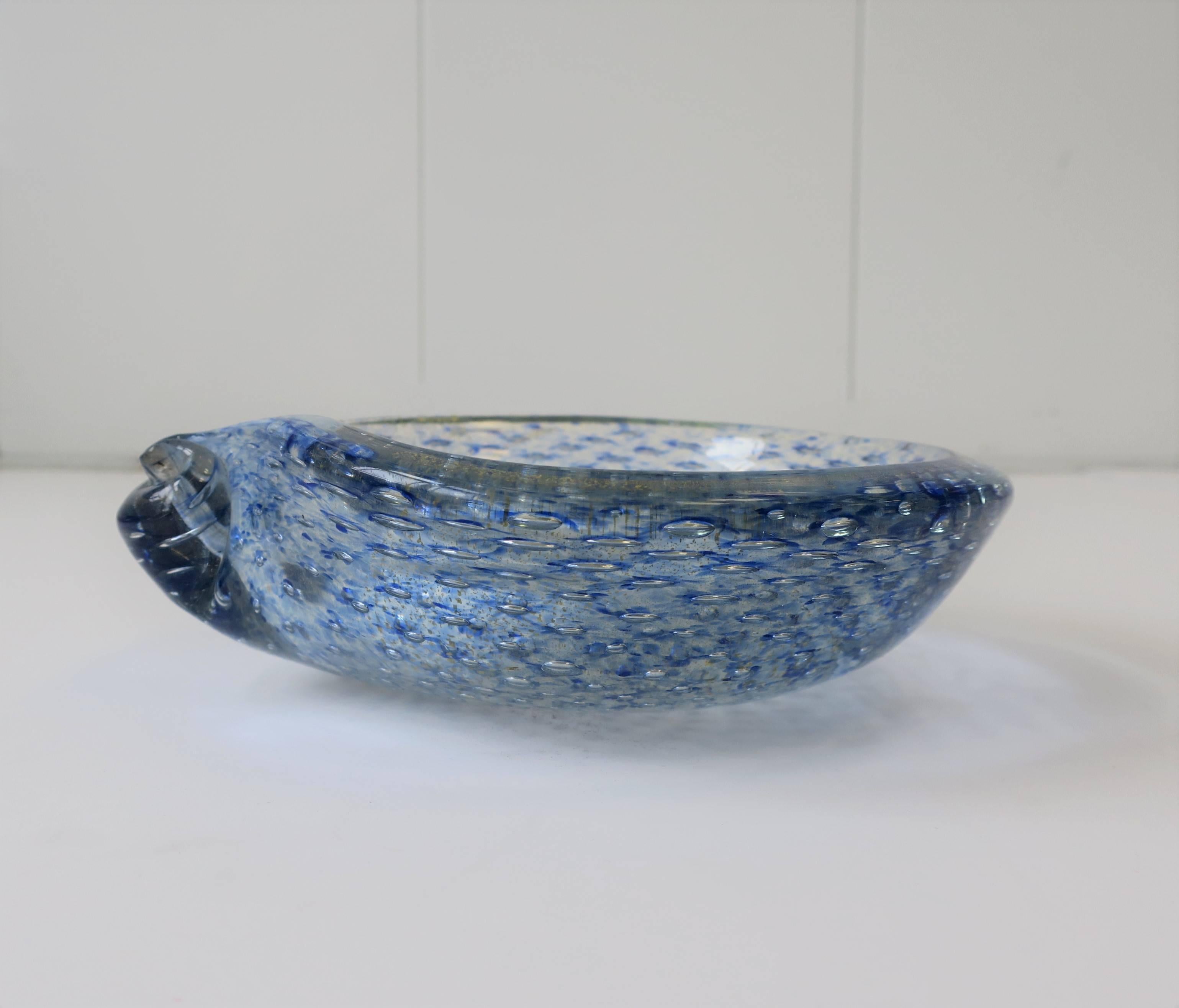 Vintage Midcentury Italian Blue and Gold Murano Art Glass Bowl, Italy, 1960s 5