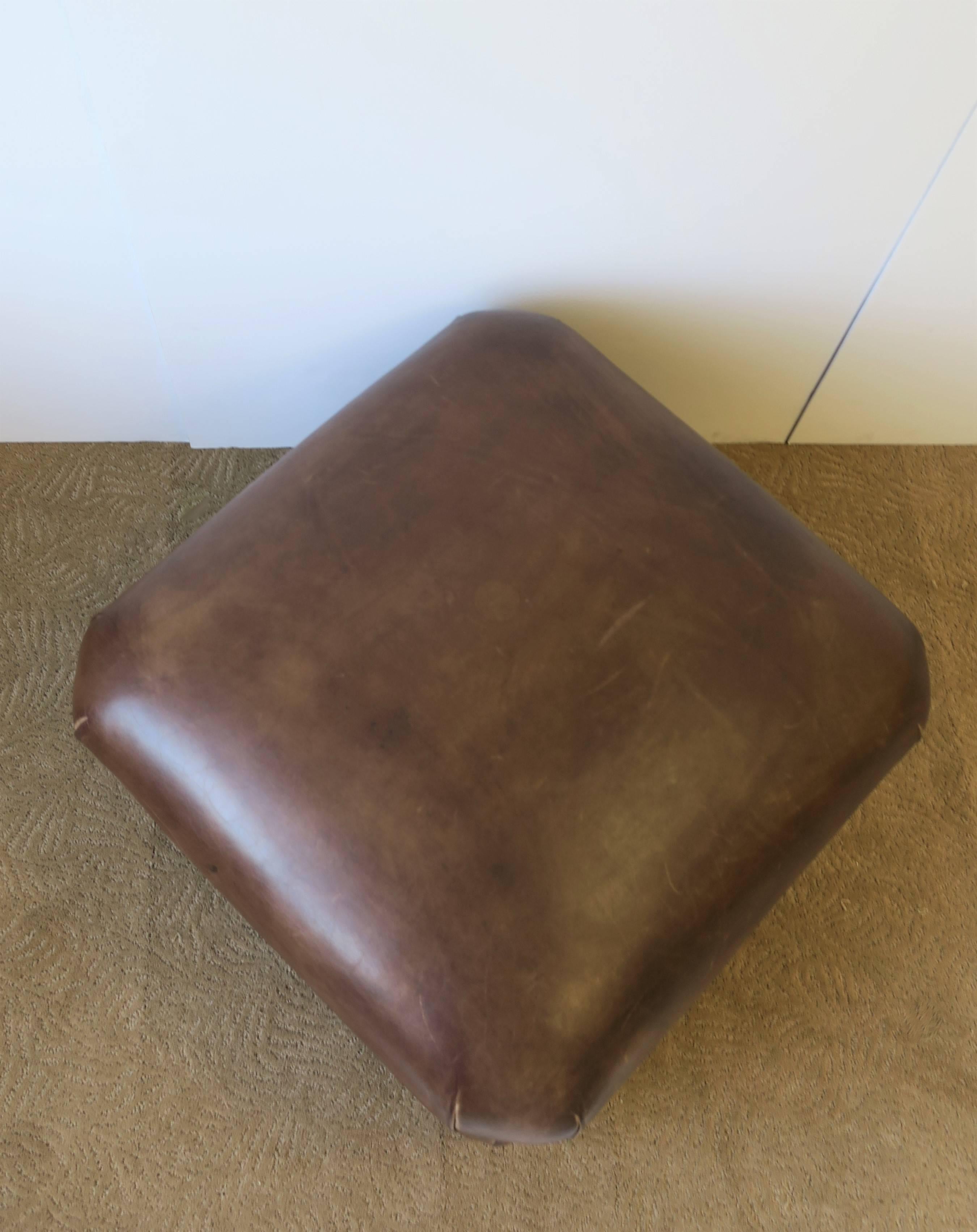 Postmodern English Brown Leather Ottoman by George Smith, ca. 1990s 4