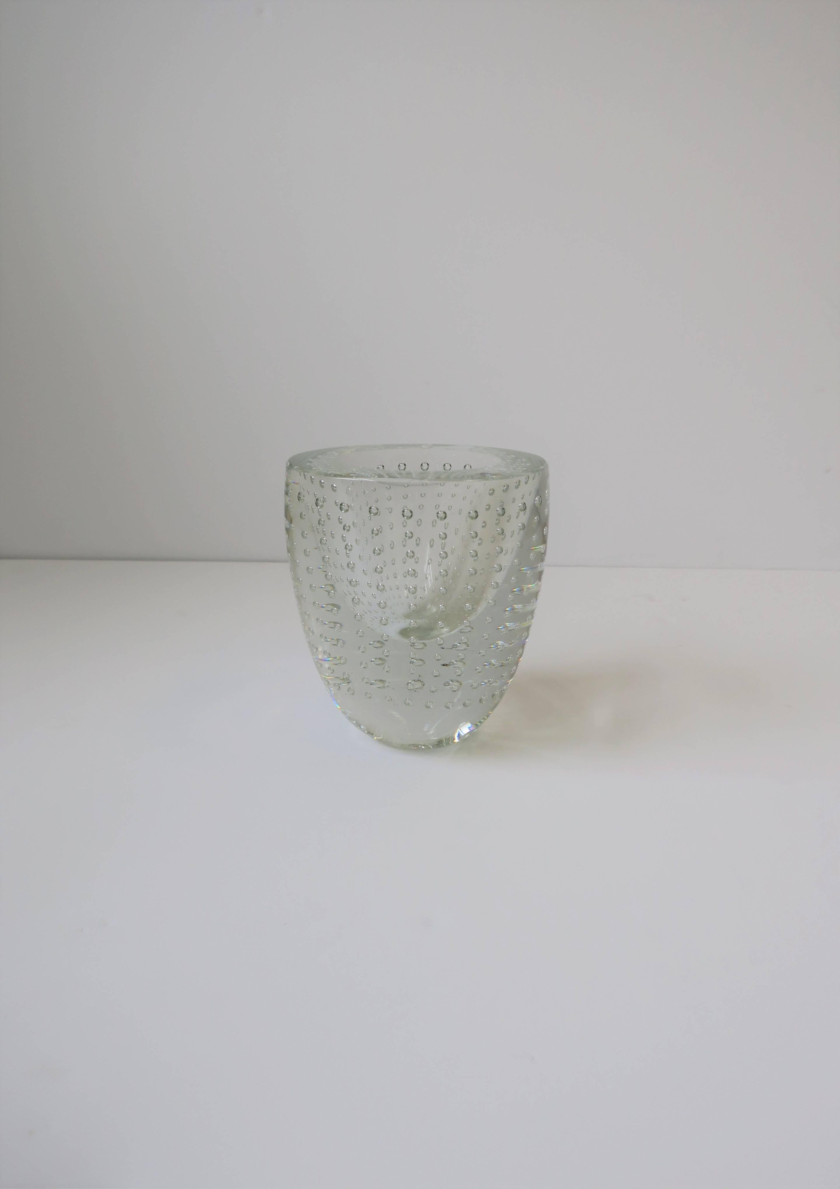 Modern Designer Signed Clear Studio Art Glass Vase