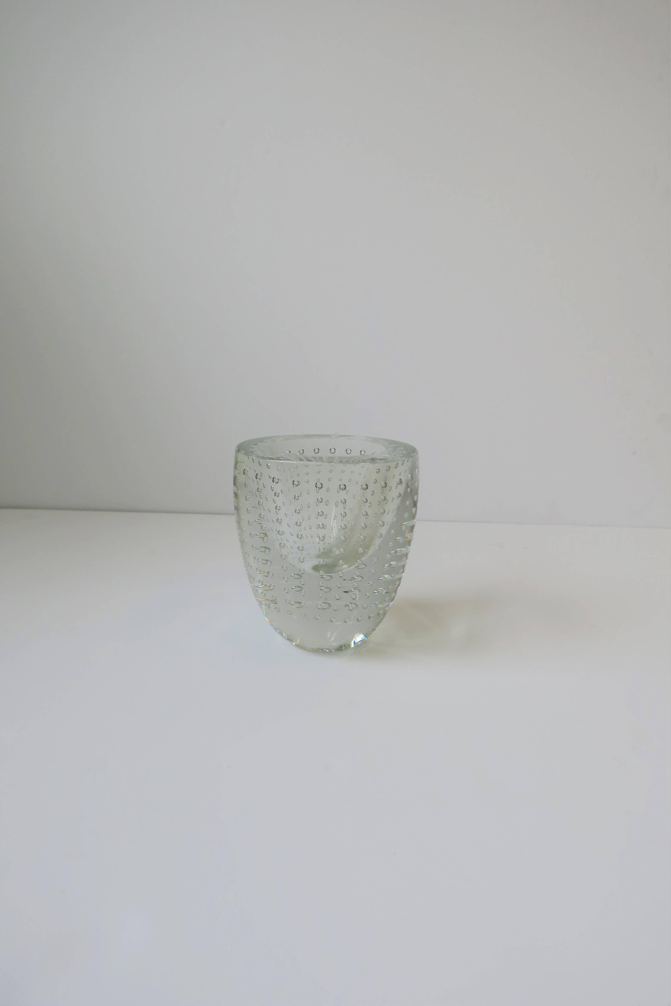 Designer Signed Clear Studio Art Glass Vase 2