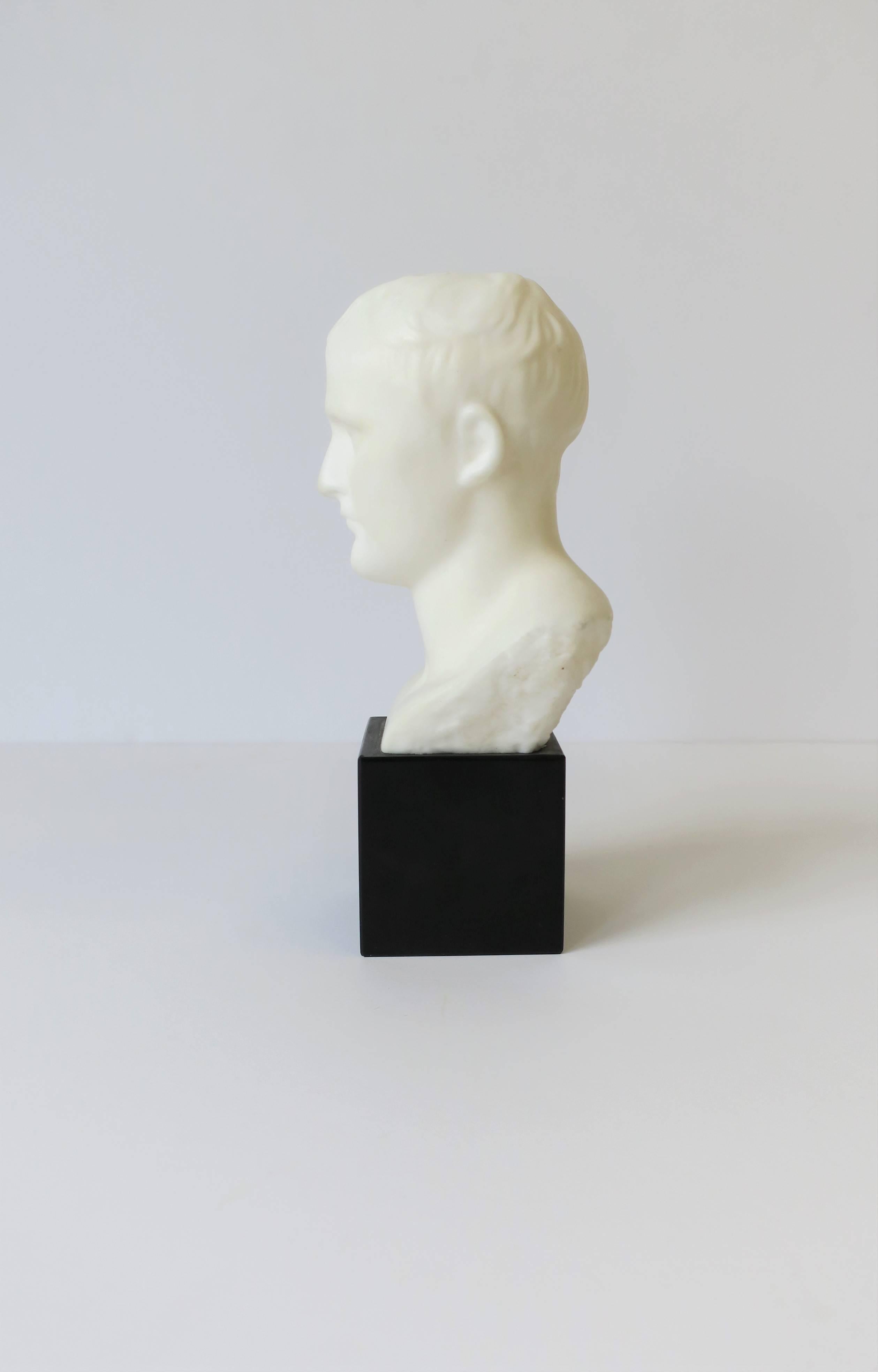 Neoclassical Male Bust Sculpture on Black Marble Base