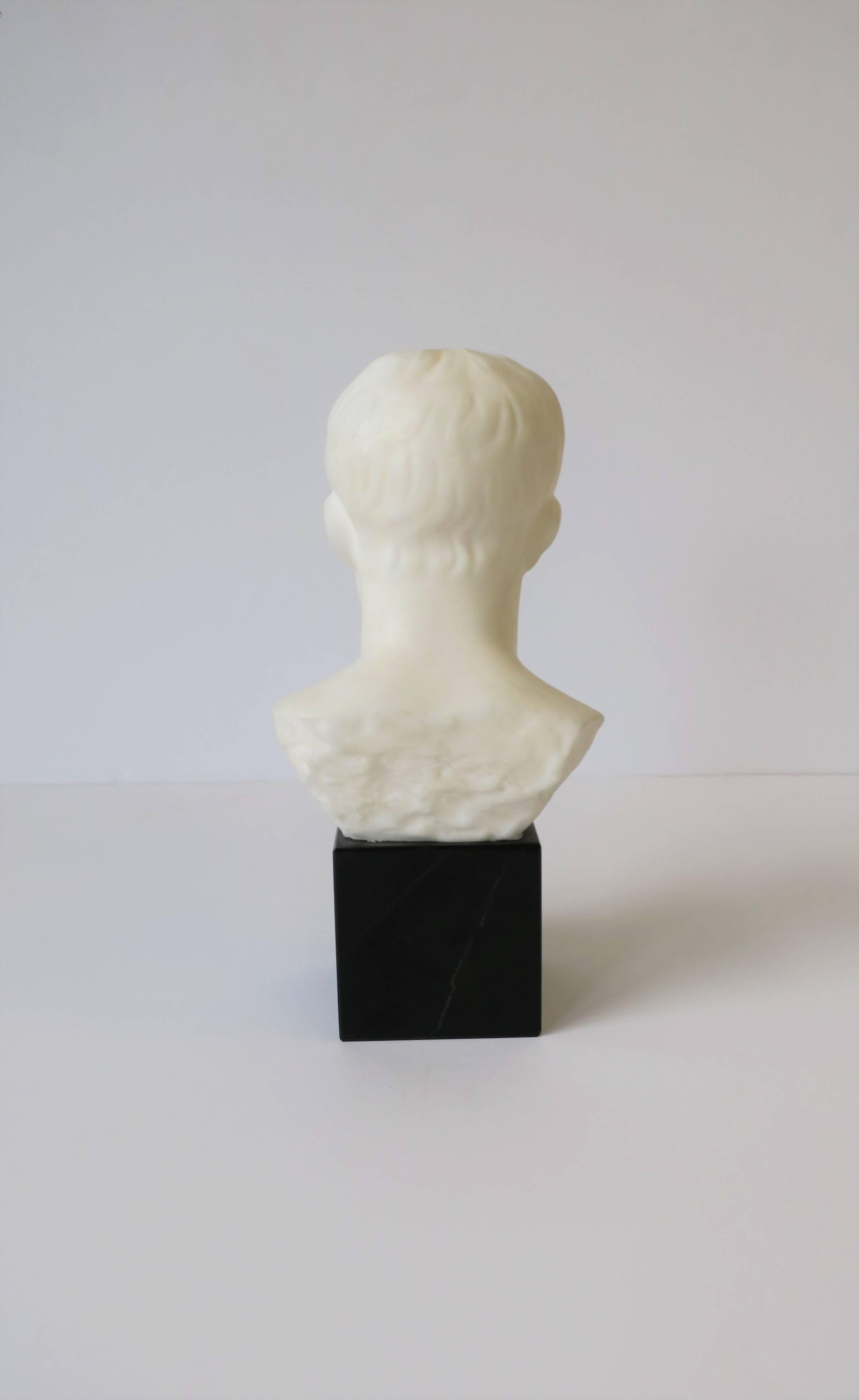 Male Bust Sculpture on Black Marble Base In Excellent Condition In New York, NY