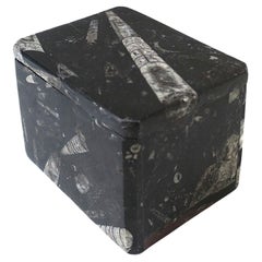 Boîte à bijoux en pierre de marbre anglais noir et blanc