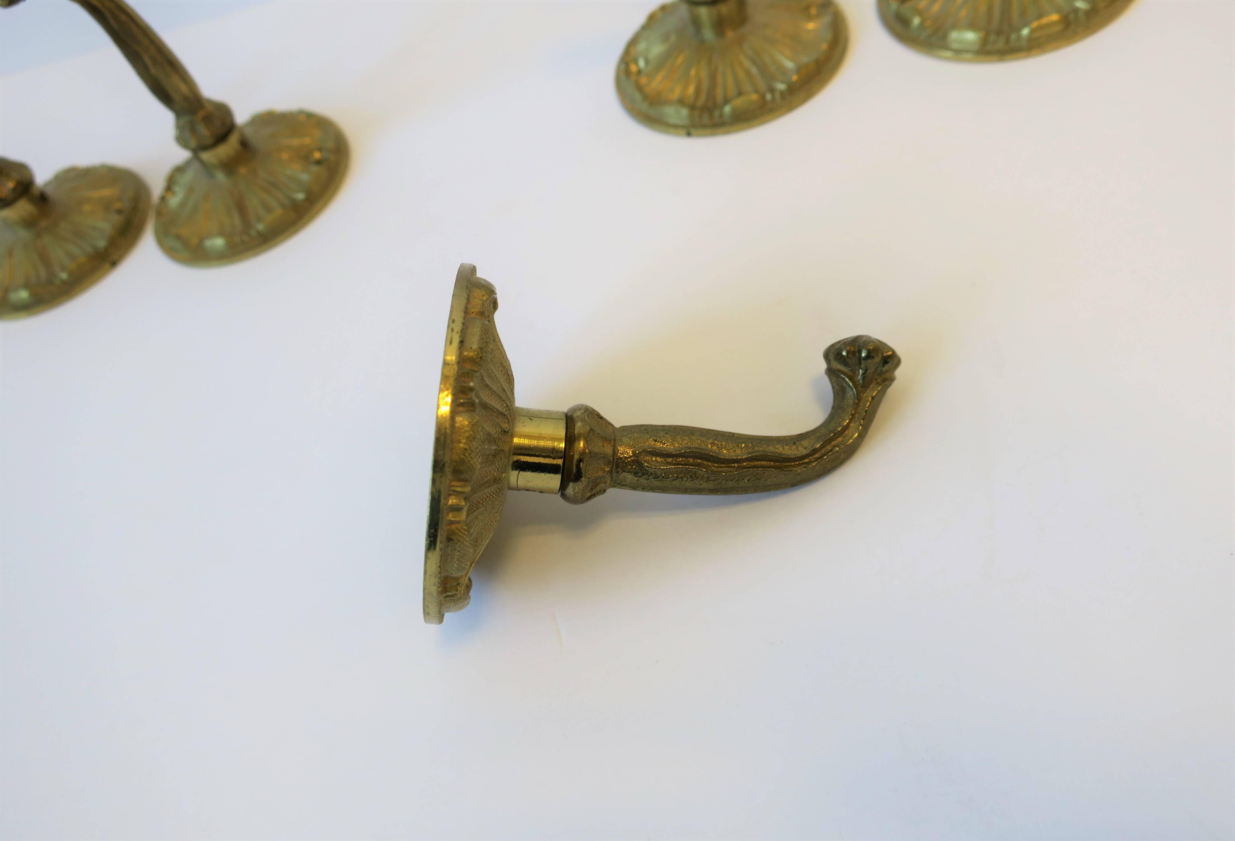 Brass Hardware Wall Hooks from Spain In Excellent Condition In New York, NY