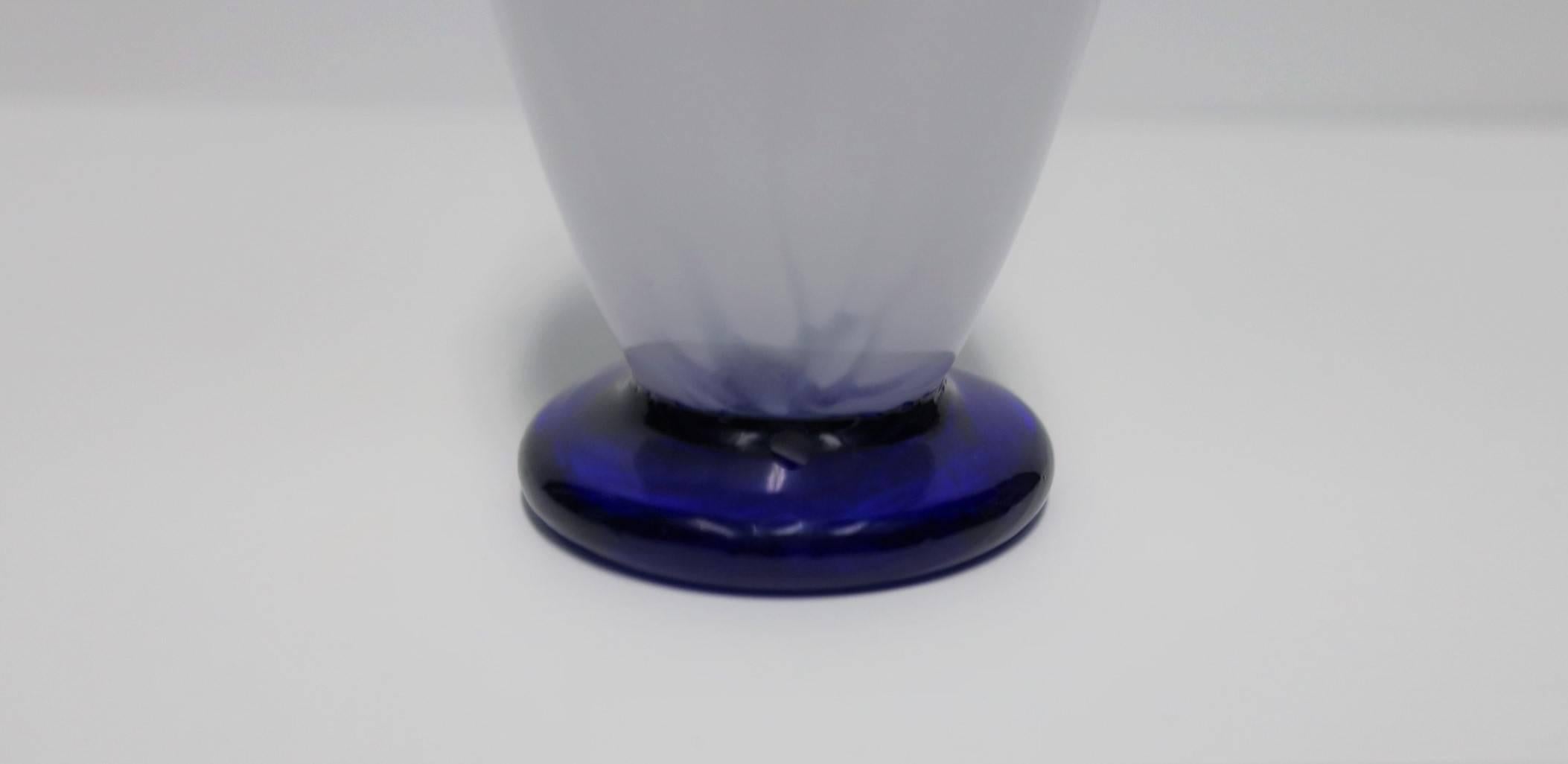 Blue and White Italian Urn Art Glass Vase 1