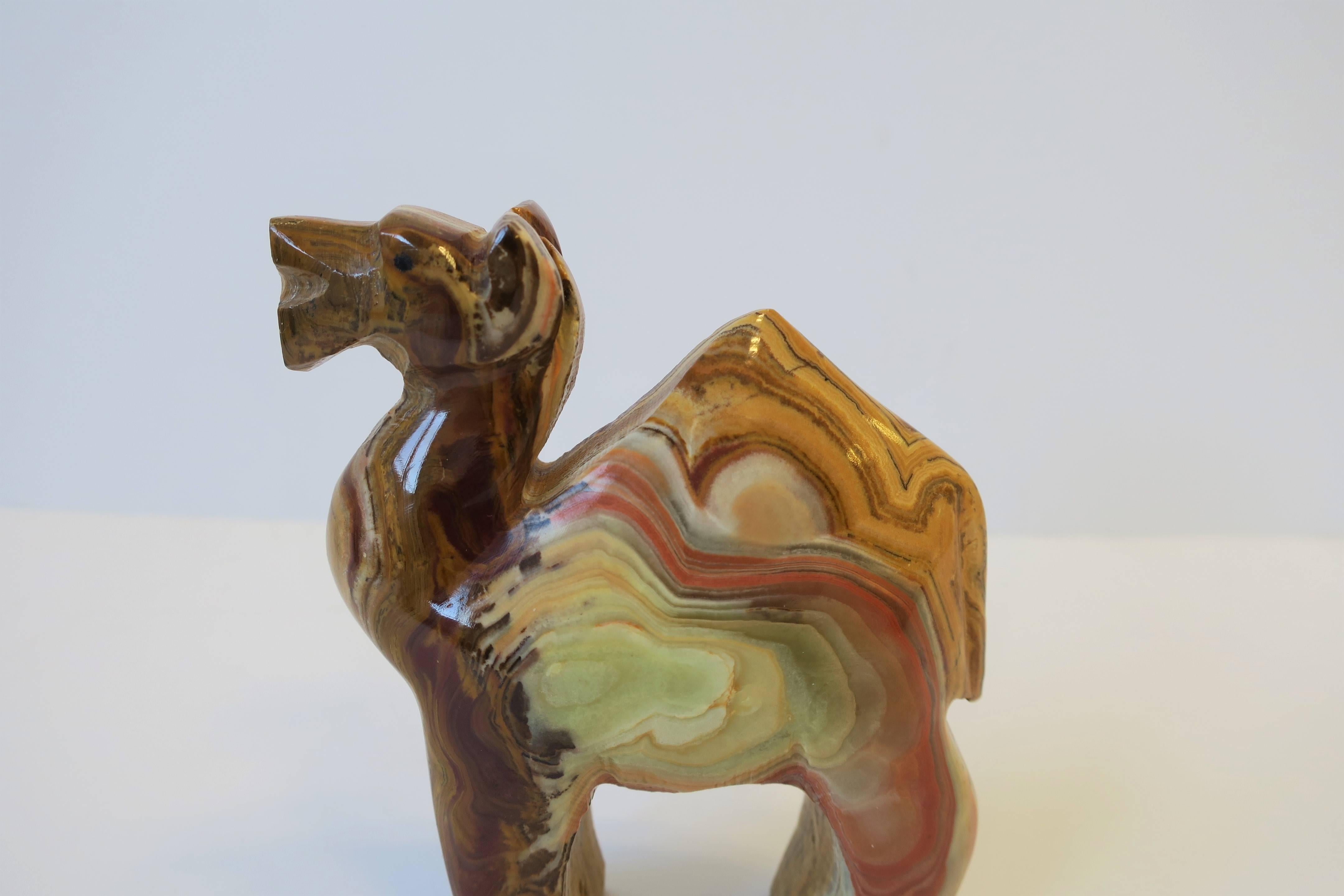 Onyx Marble Camel Sculpture, circa 1970s In Good Condition For Sale In New York, NY