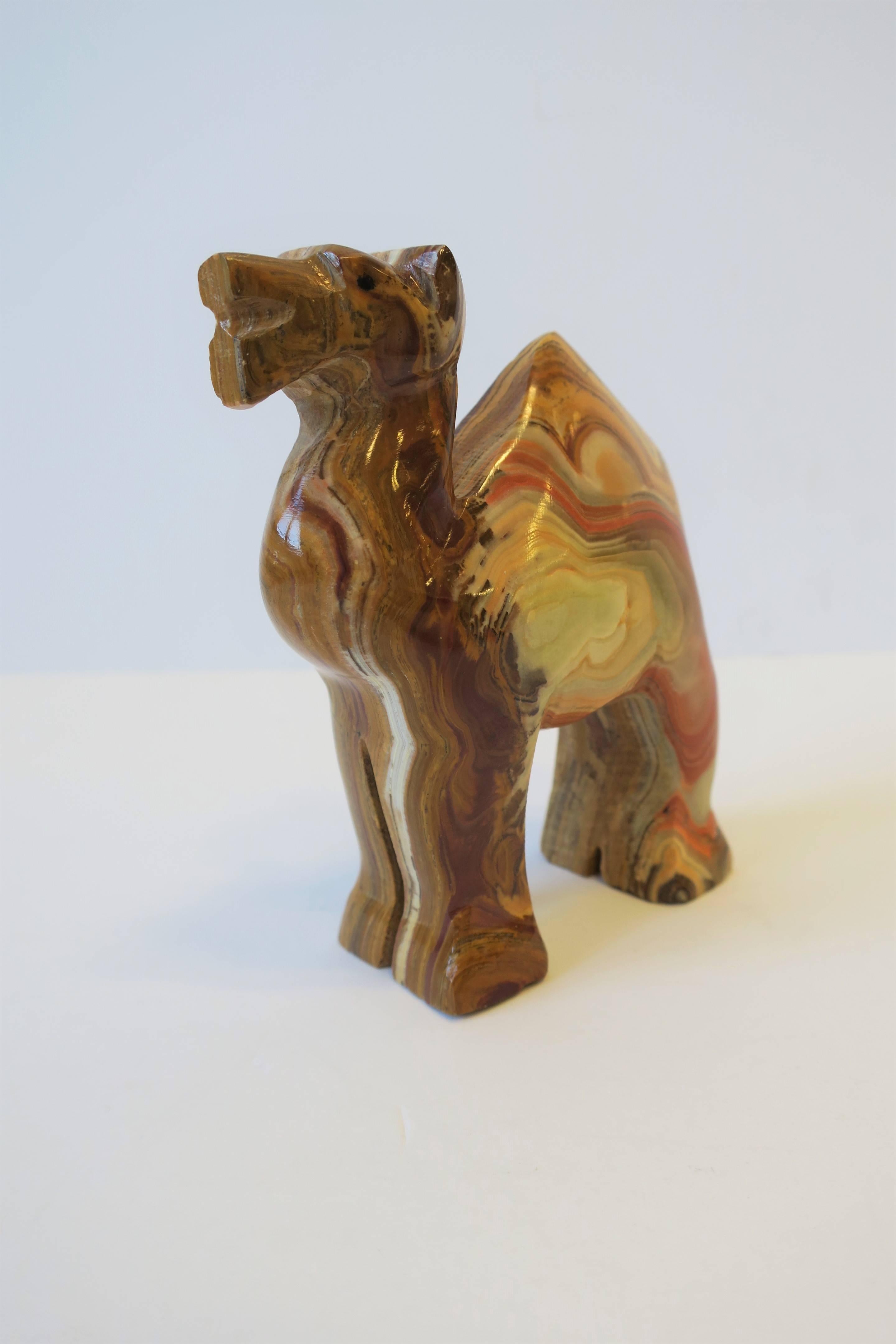 Late 20th Century Onyx Marble Camel Sculpture, circa 1970s For Sale