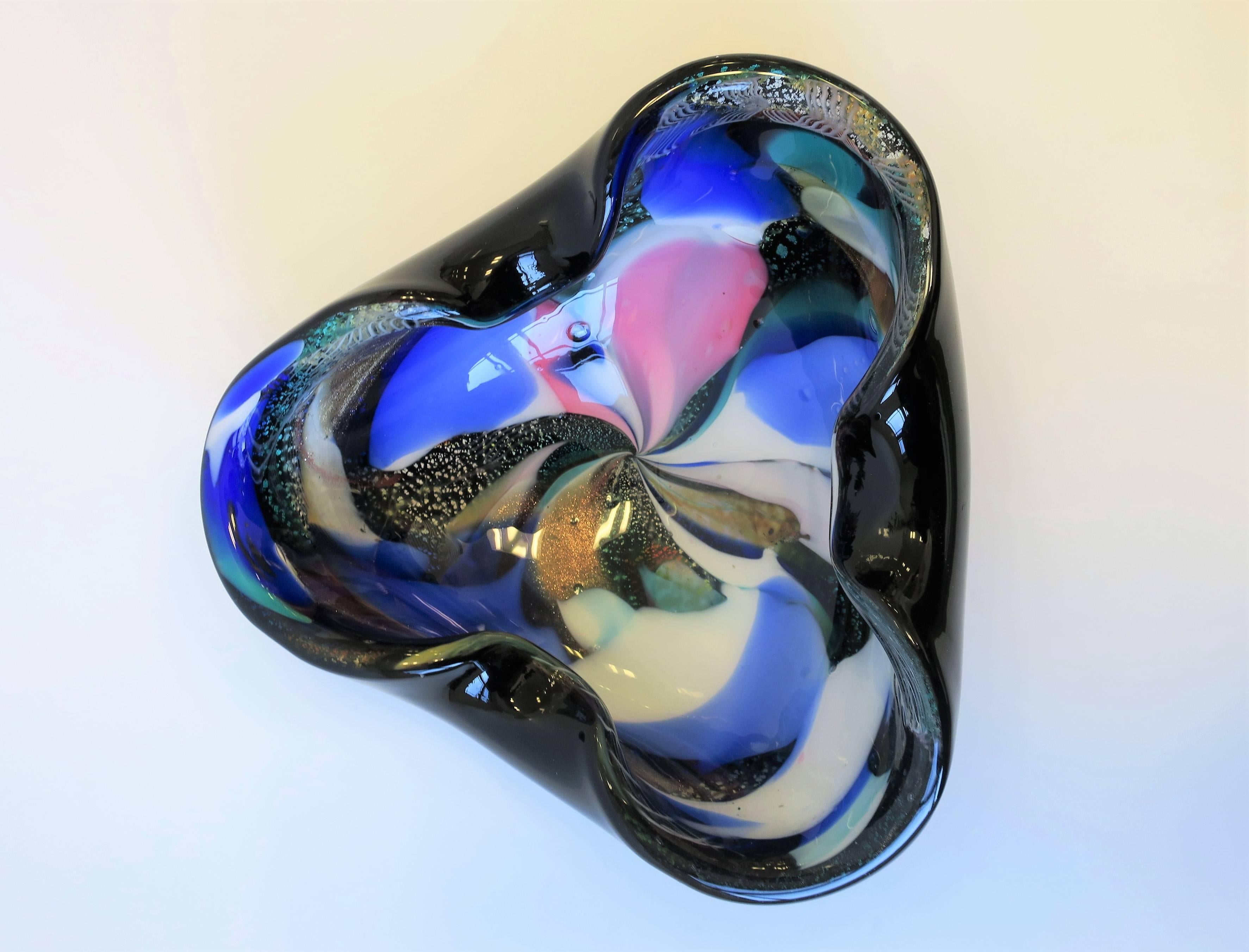 Murano Glass Italian Murano Art Glass Bowl with Abstract Design