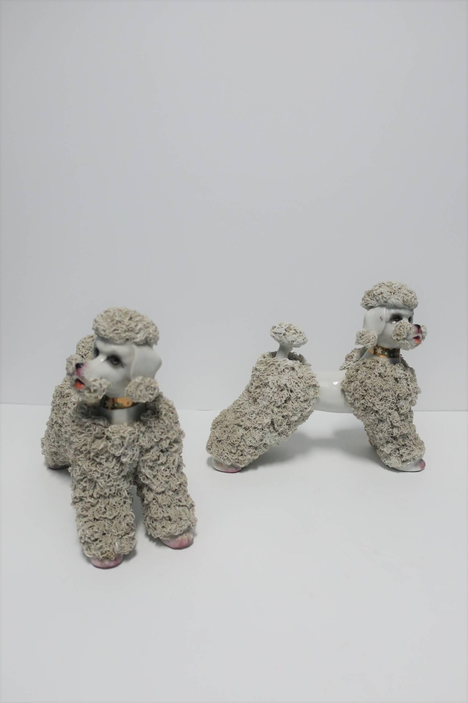 Ceramic Poodle Dog Sculptures, Pair