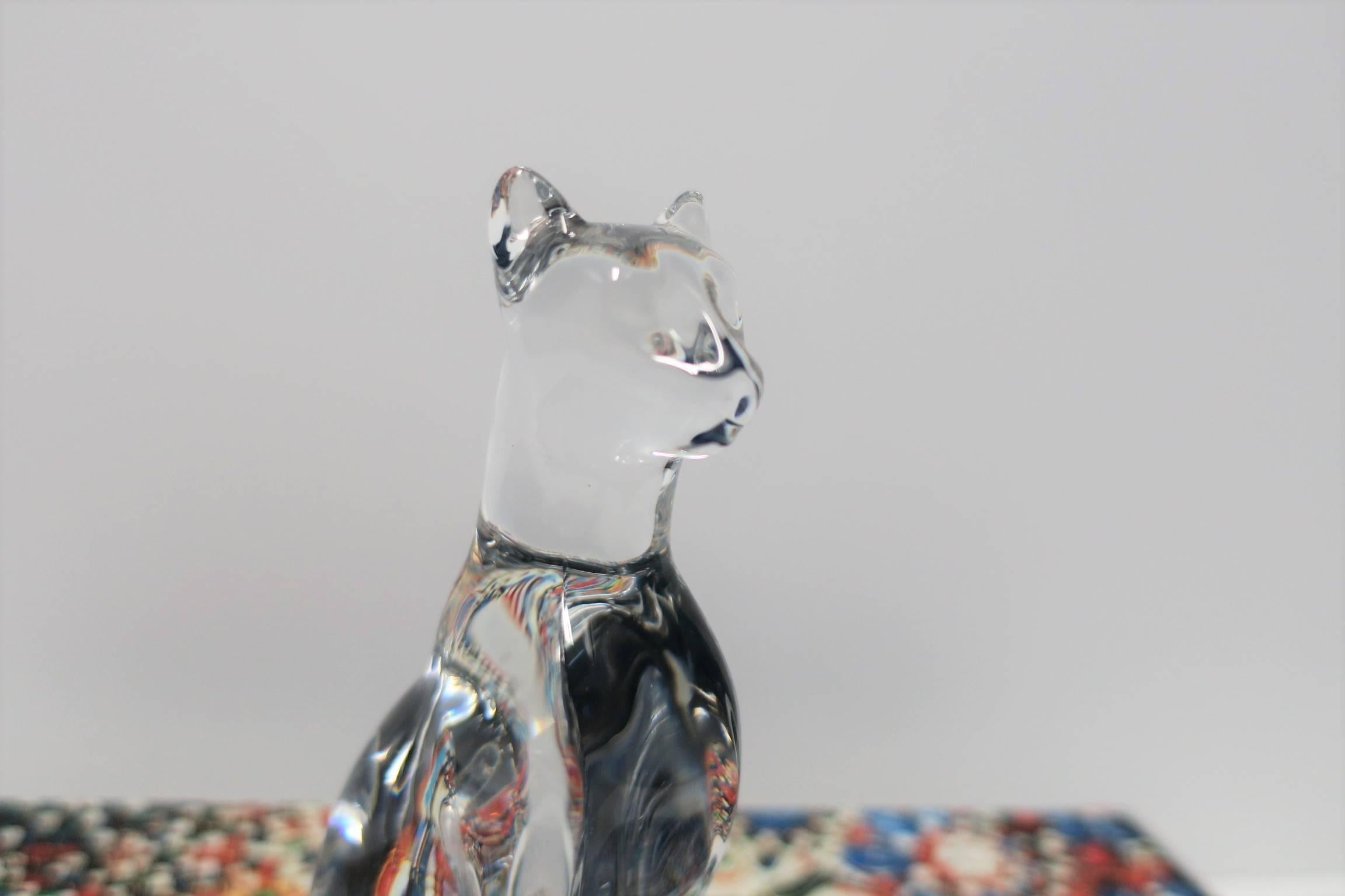 Art Deco French Baccarat Crystal Cheetah or Panther Cat Sculpture 2