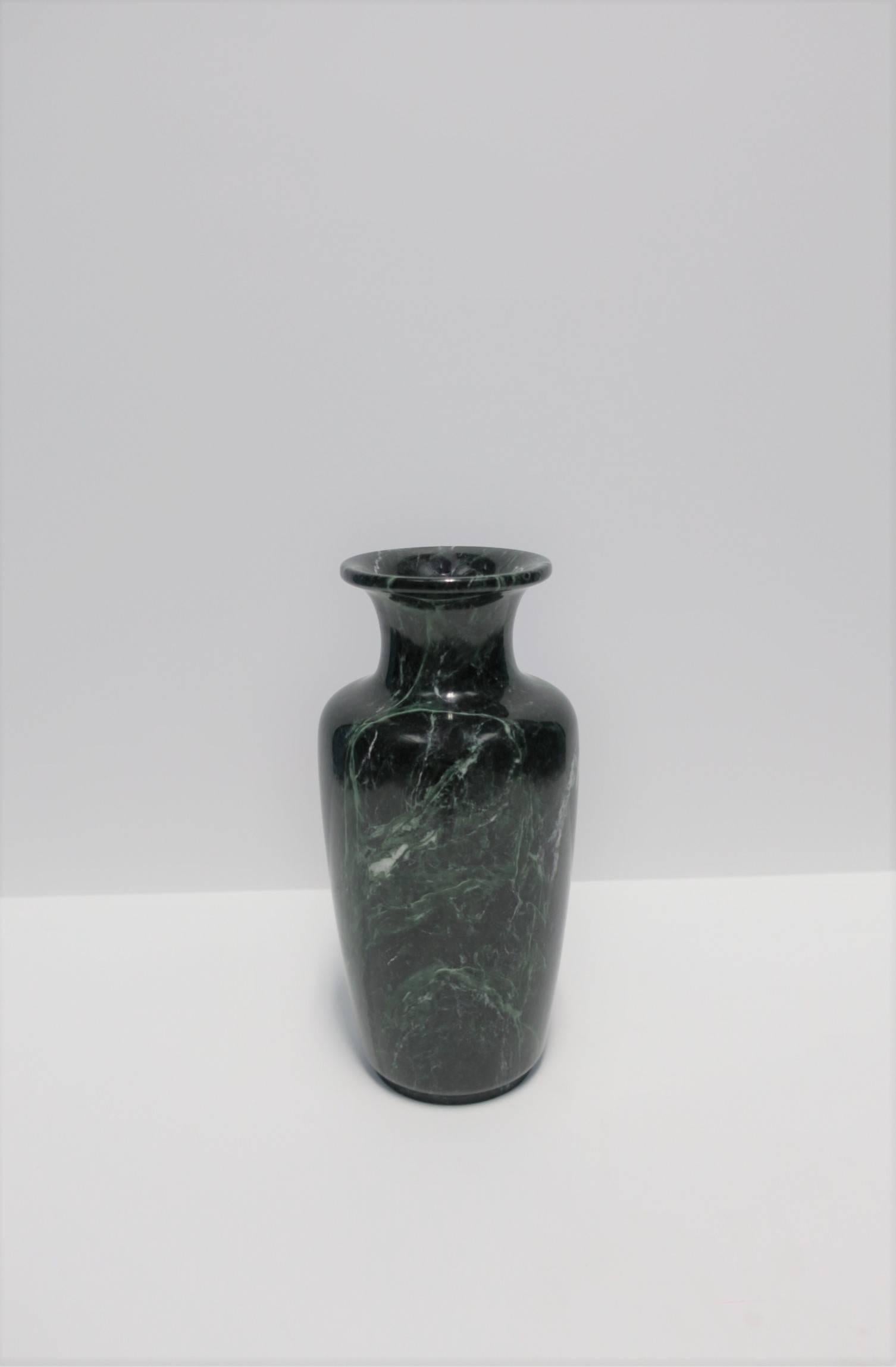Post-Modern Postmodern Dark Green Marble Urn Form Vase