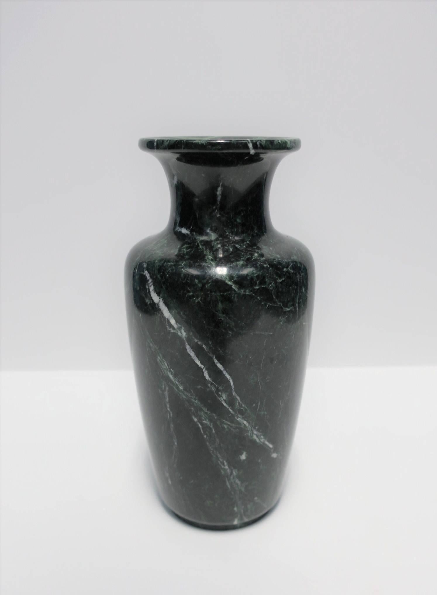 Postmodern Dark Green Marble Urn Form Vase In Good Condition In New York, NY