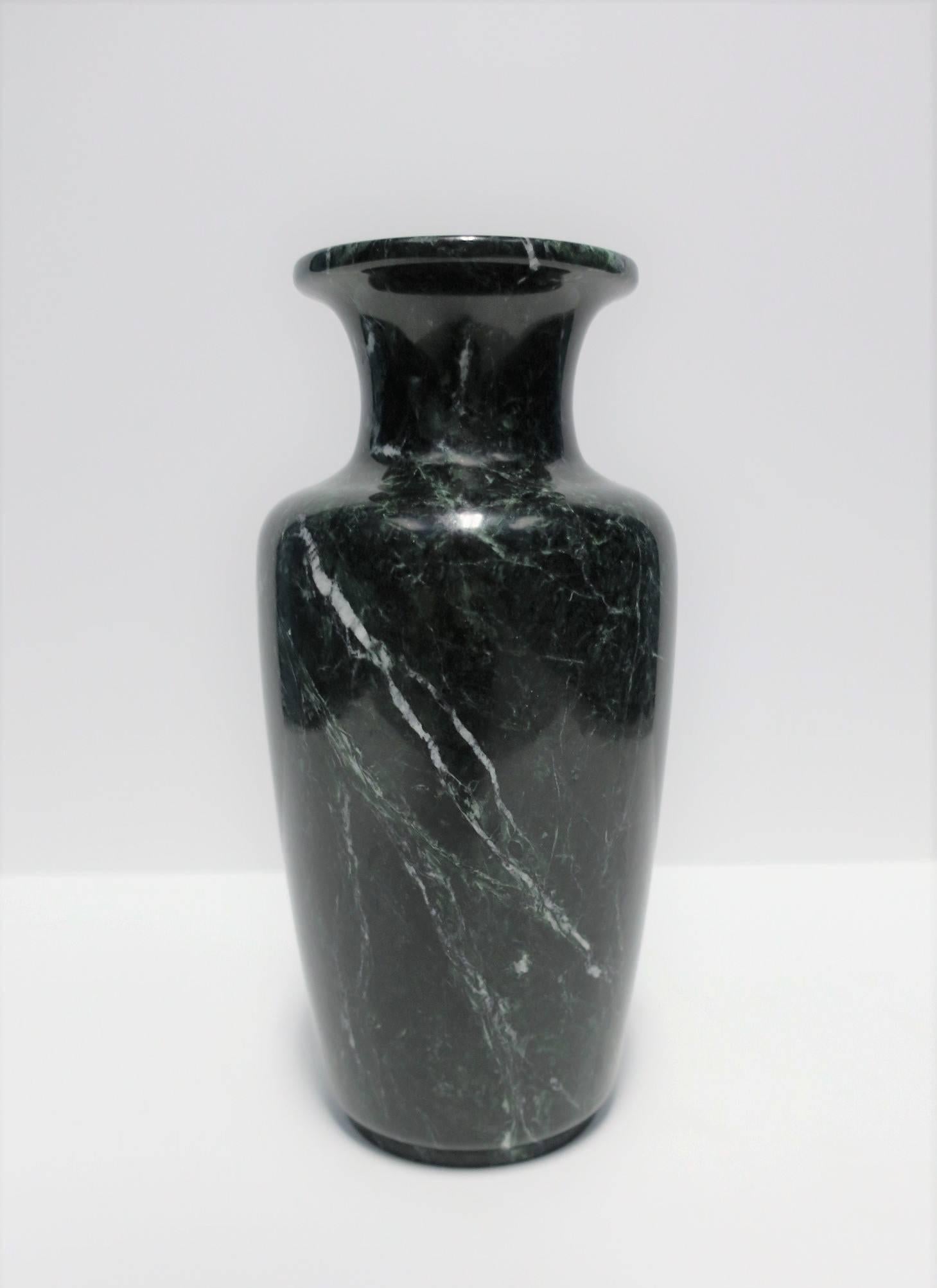 20th Century Postmodern Dark Green Marble Urn Form Vase