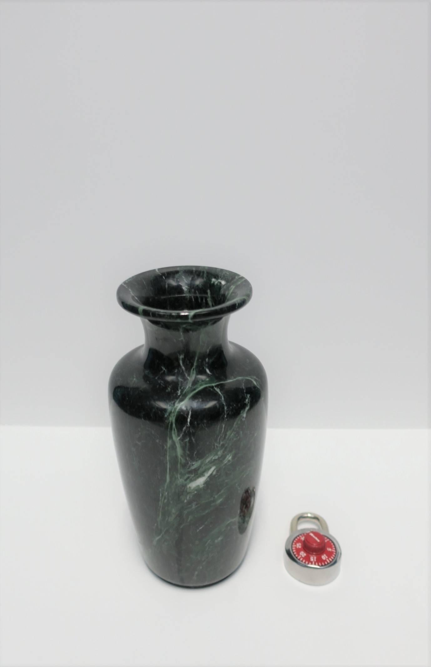 Postmodern Dark Green Marble Urn Form Vase 1