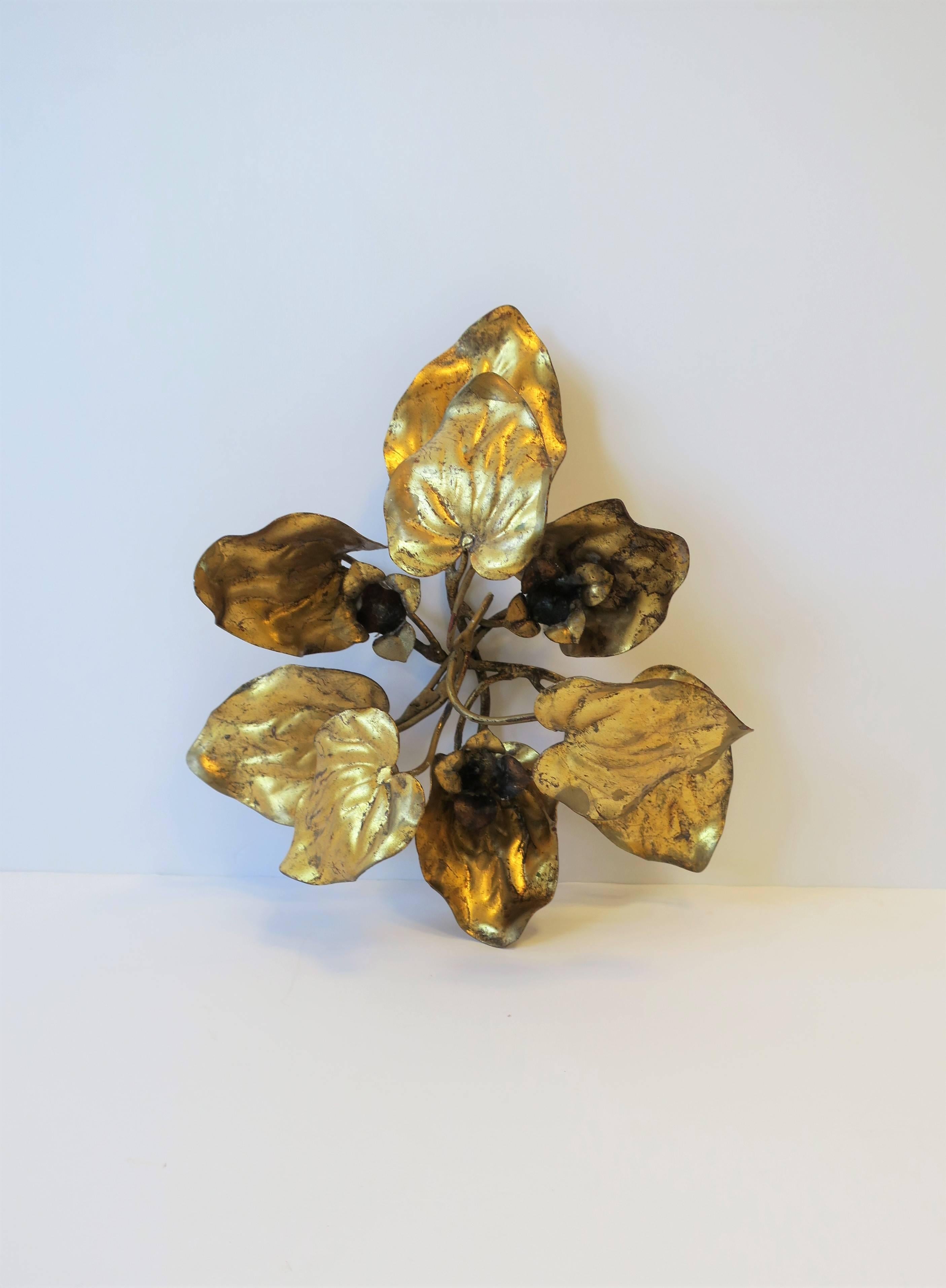 Italian Art Nouveau Gold Gilt Tole Leaf Sculpture or Candelabra 4