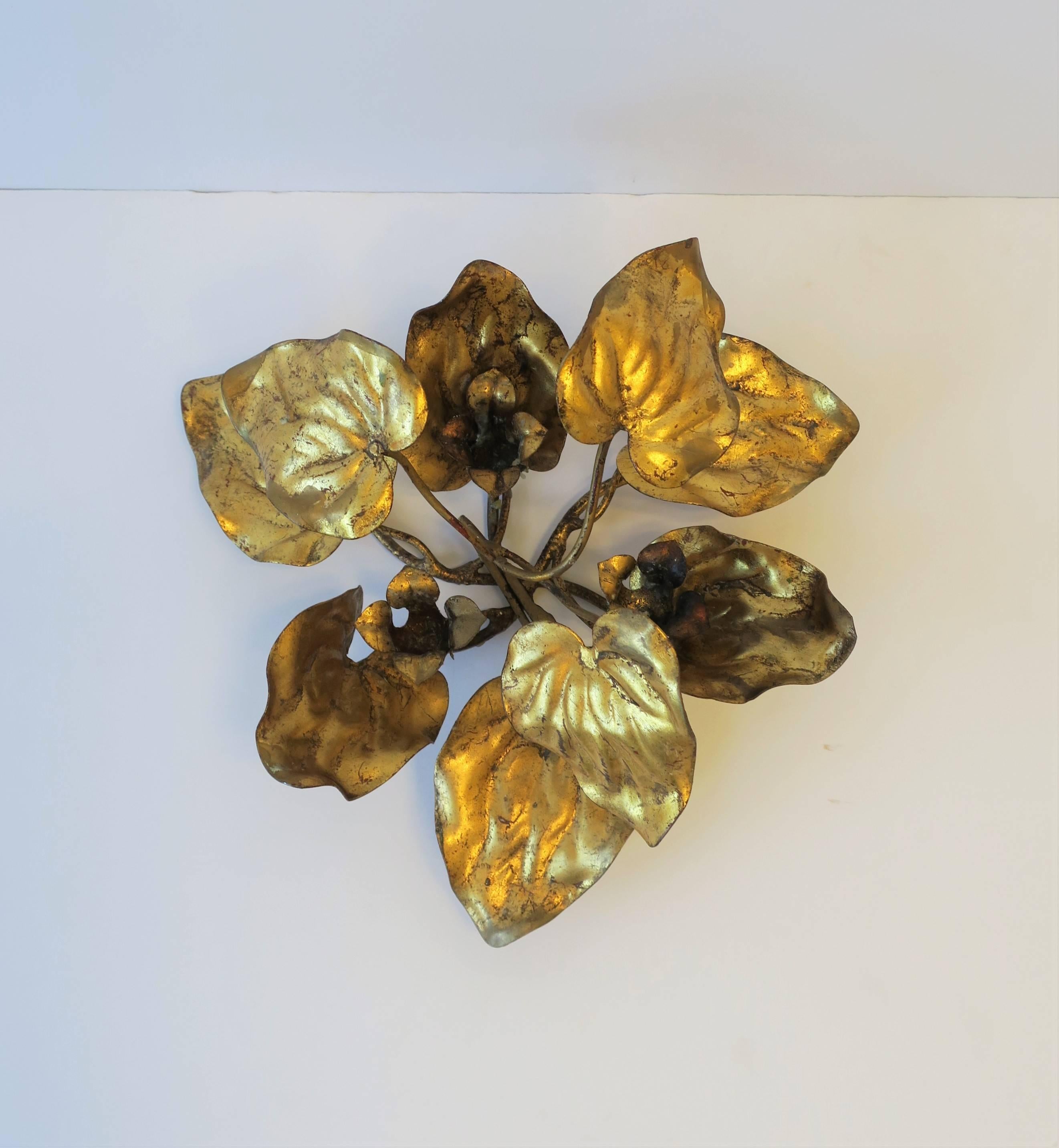20th Century Italian Art Nouveau Gold Gilt Tole Leaf Sculpture or Candelabra