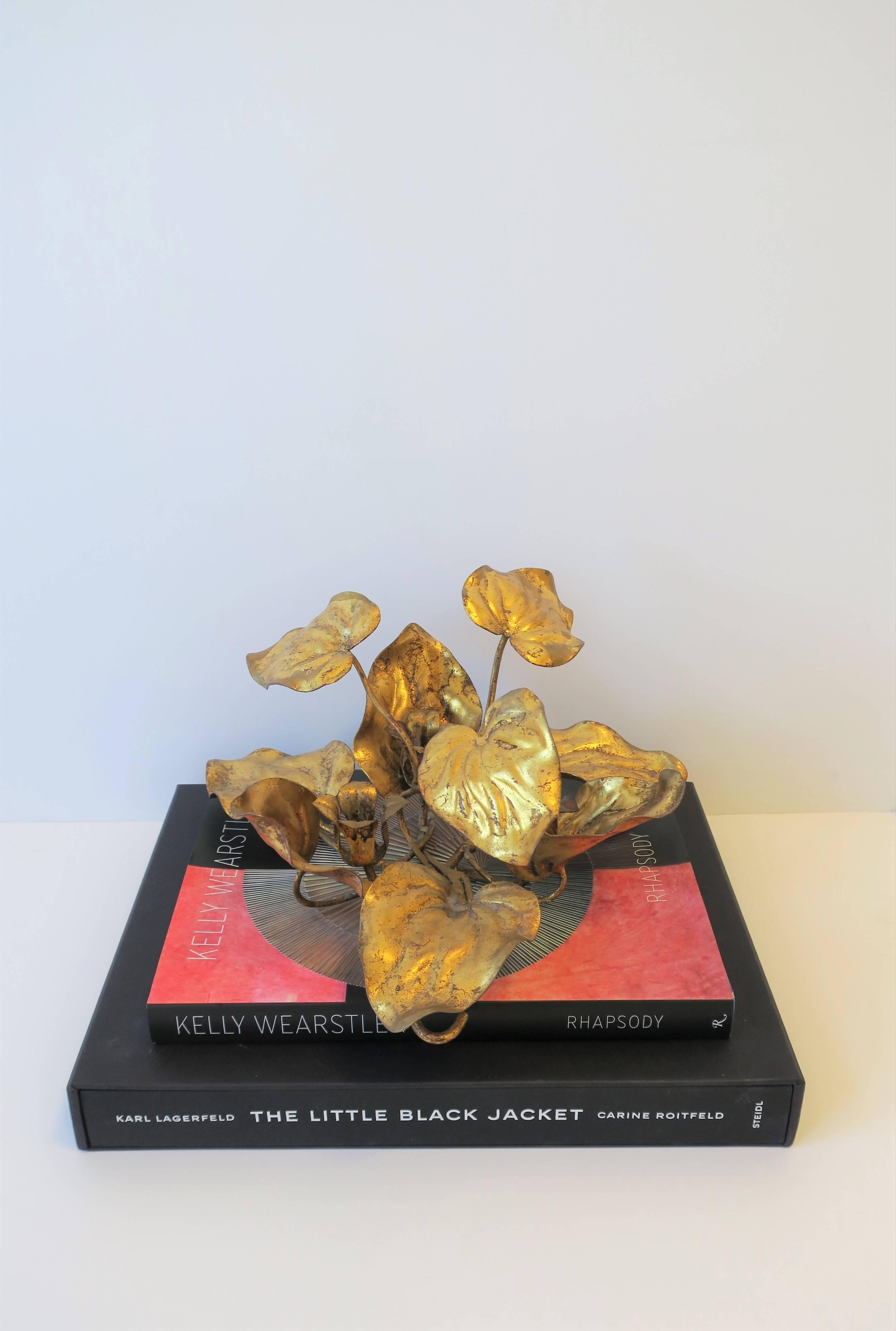 Metal Italian Art Nouveau Gold Gilt Tole Leaf Sculpture or Candelabra