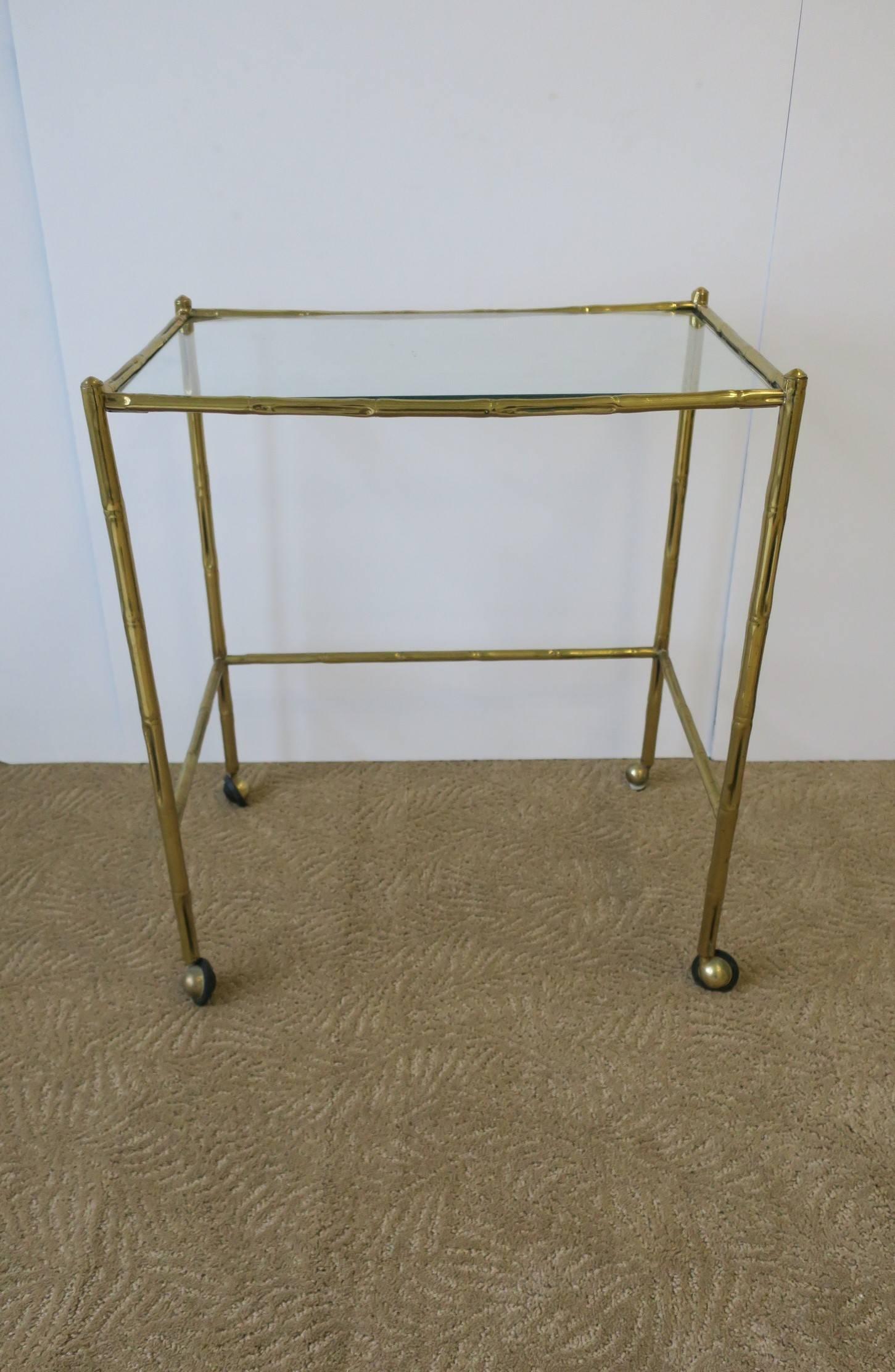 Italian Brass Bamboo Bar Cart Table  In Good Condition For Sale In New York, NY