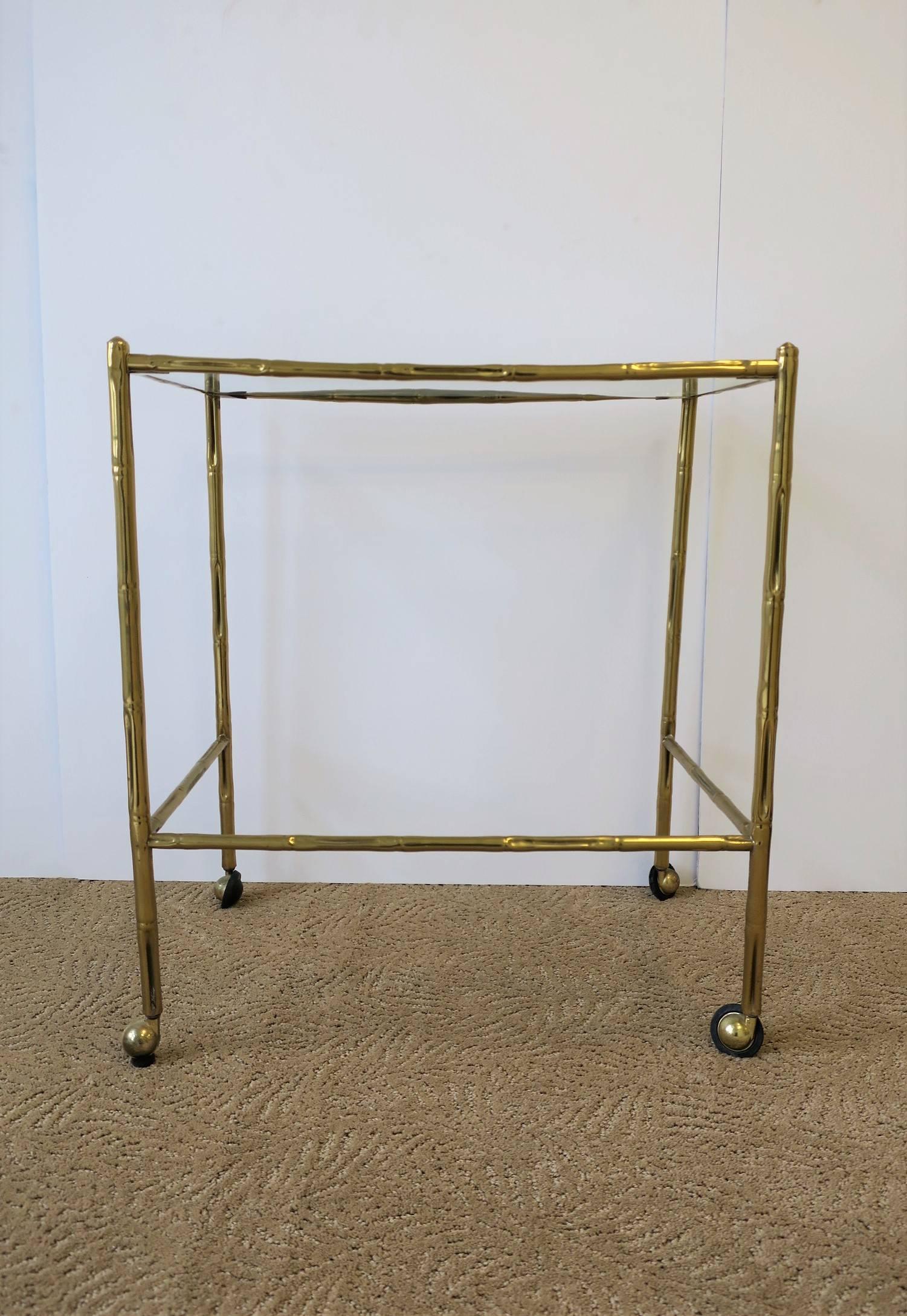 Italian Brass Bamboo Bar Cart Table  For Sale 2