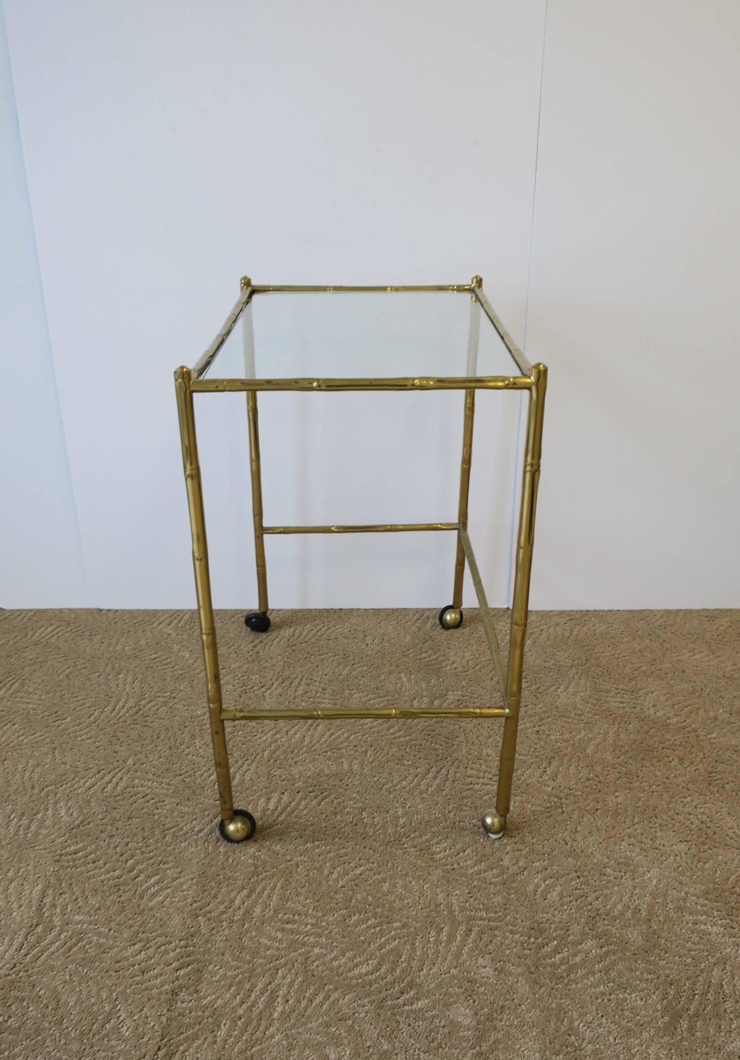 Italian Brass Bamboo Bar Cart Table  For Sale 3