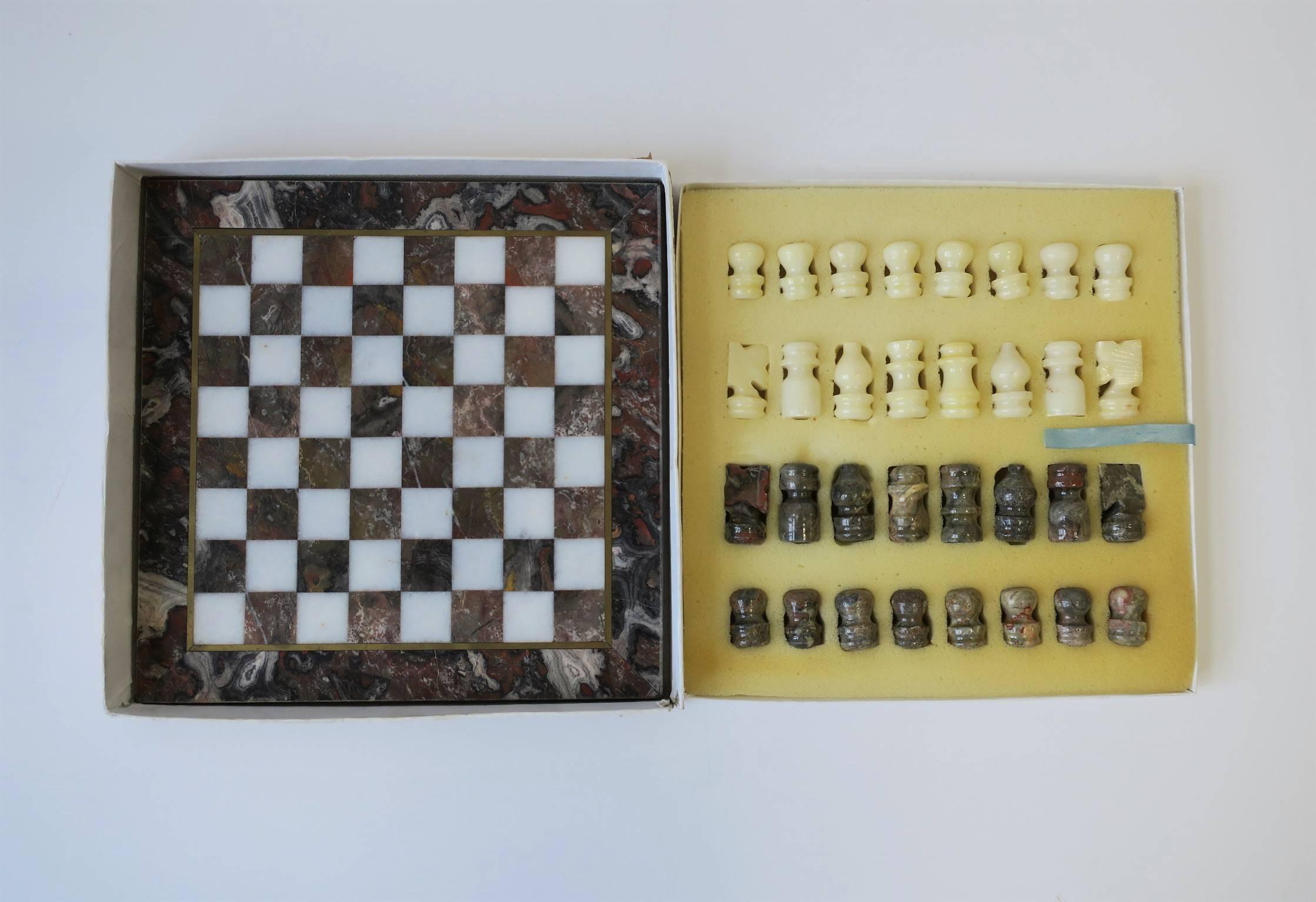 Marble and Brass Chess Game Set, ca. 1970s 7