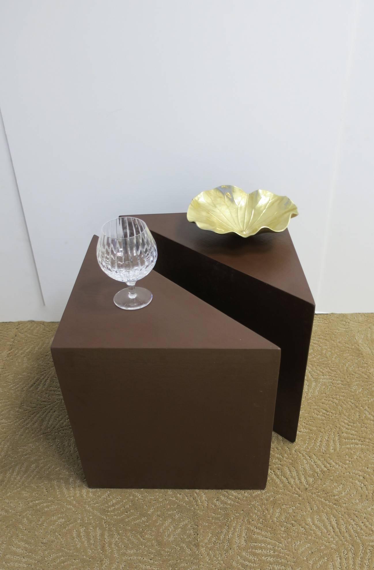 Modern Geometric Square Side Table or Two-Part Drinks Table 5