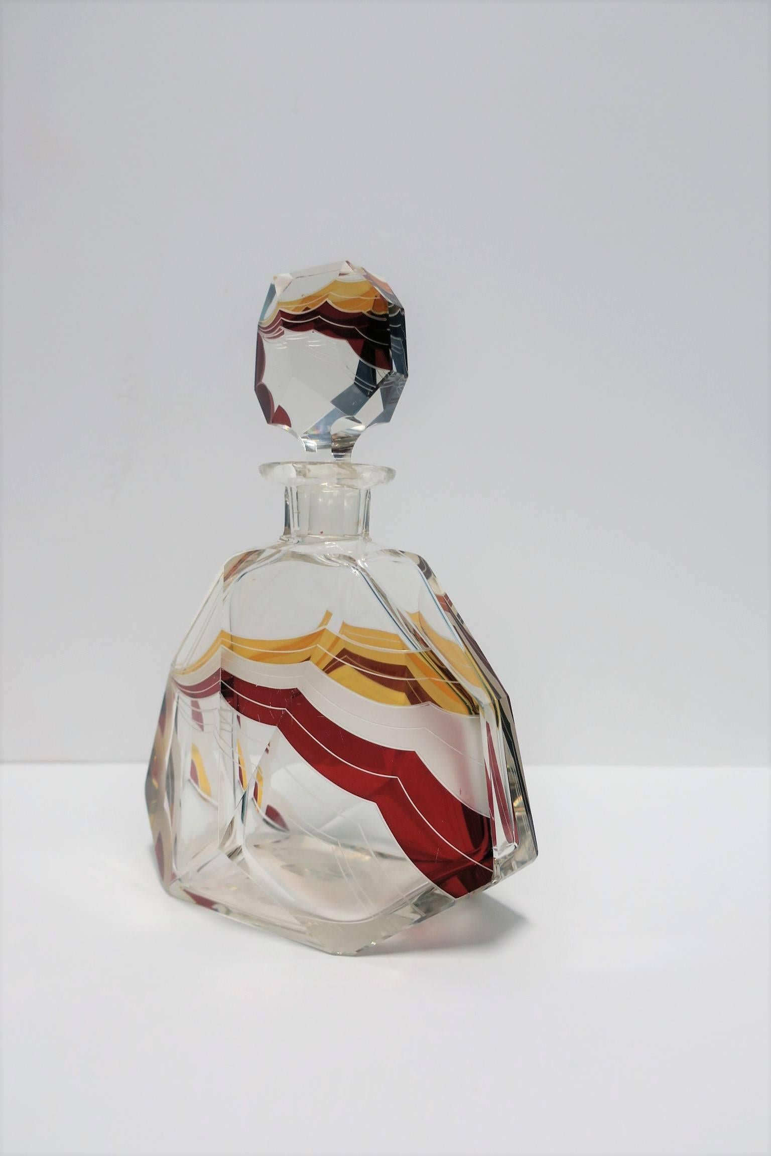 Czech European Art Deco Liquor or Spirits Crystal Decanter by Designer Karl Palda