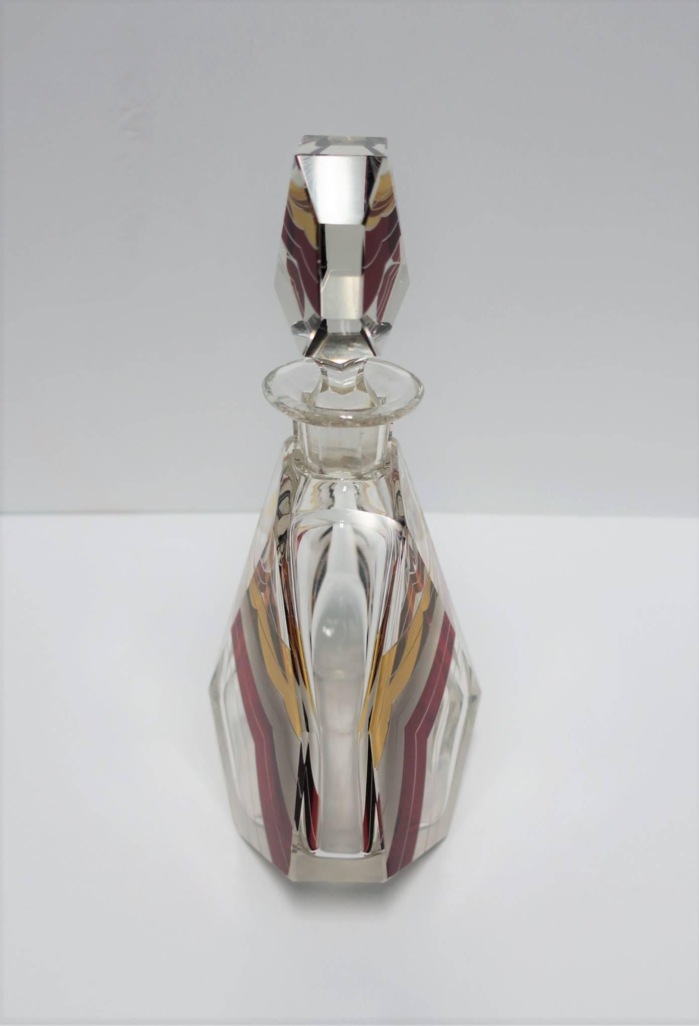 European Art Deco Liquor or Spirits Crystal Decanter by Designer Karl Palda In Good Condition In New York, NY