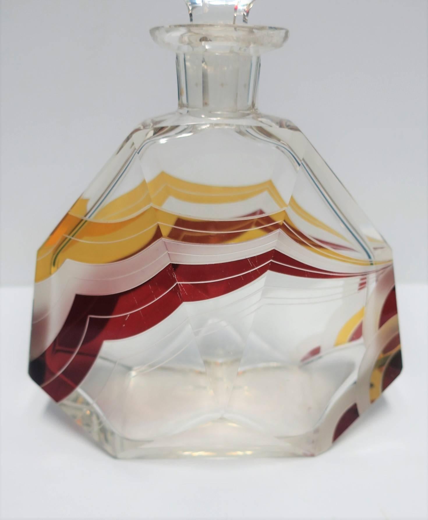 Glass European Art Deco Liquor or Spirits Crystal Decanter by Designer Karl Palda