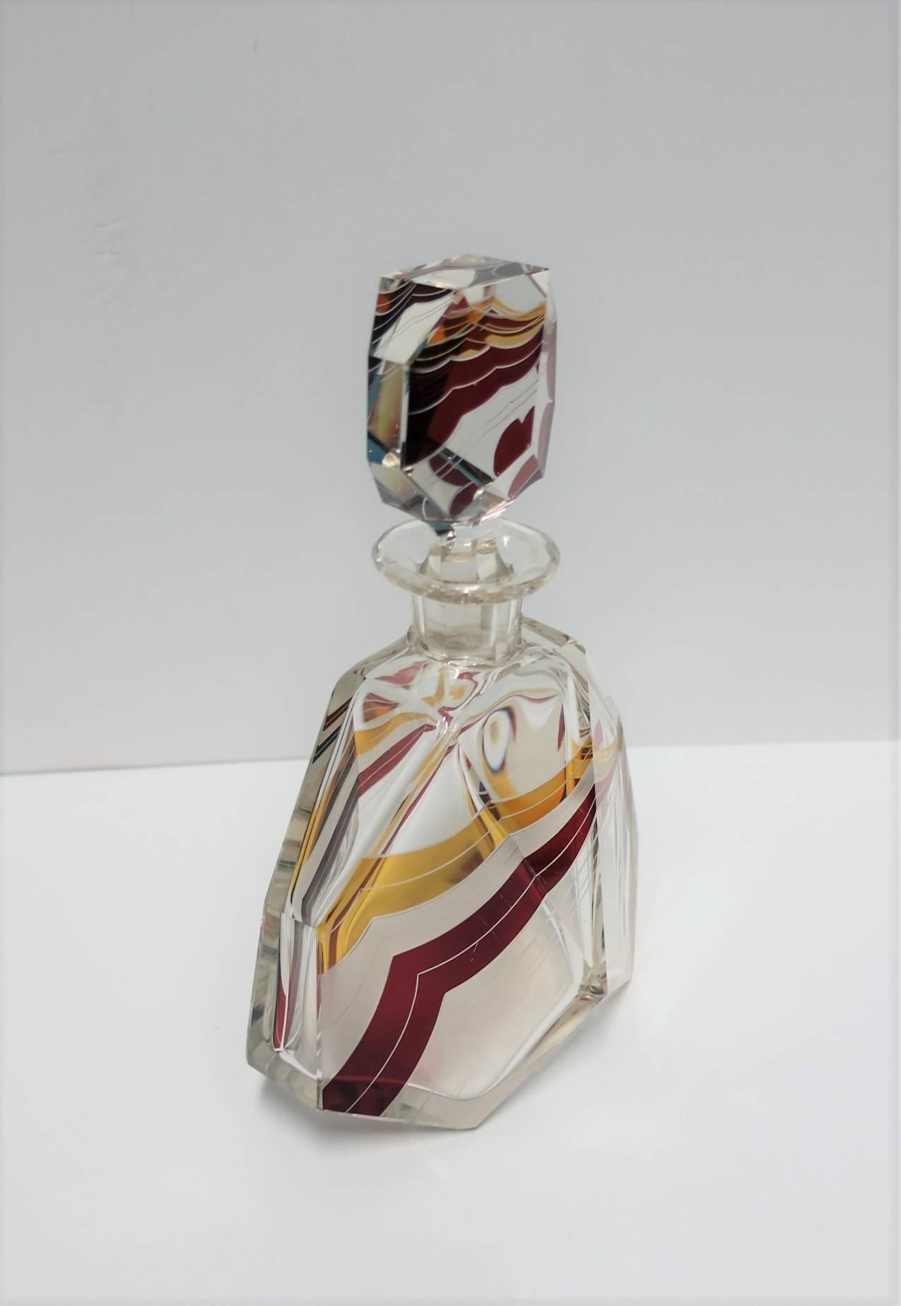 European Art Deco Liquor or Spirits Crystal Decanter by Designer Karl Palda 1