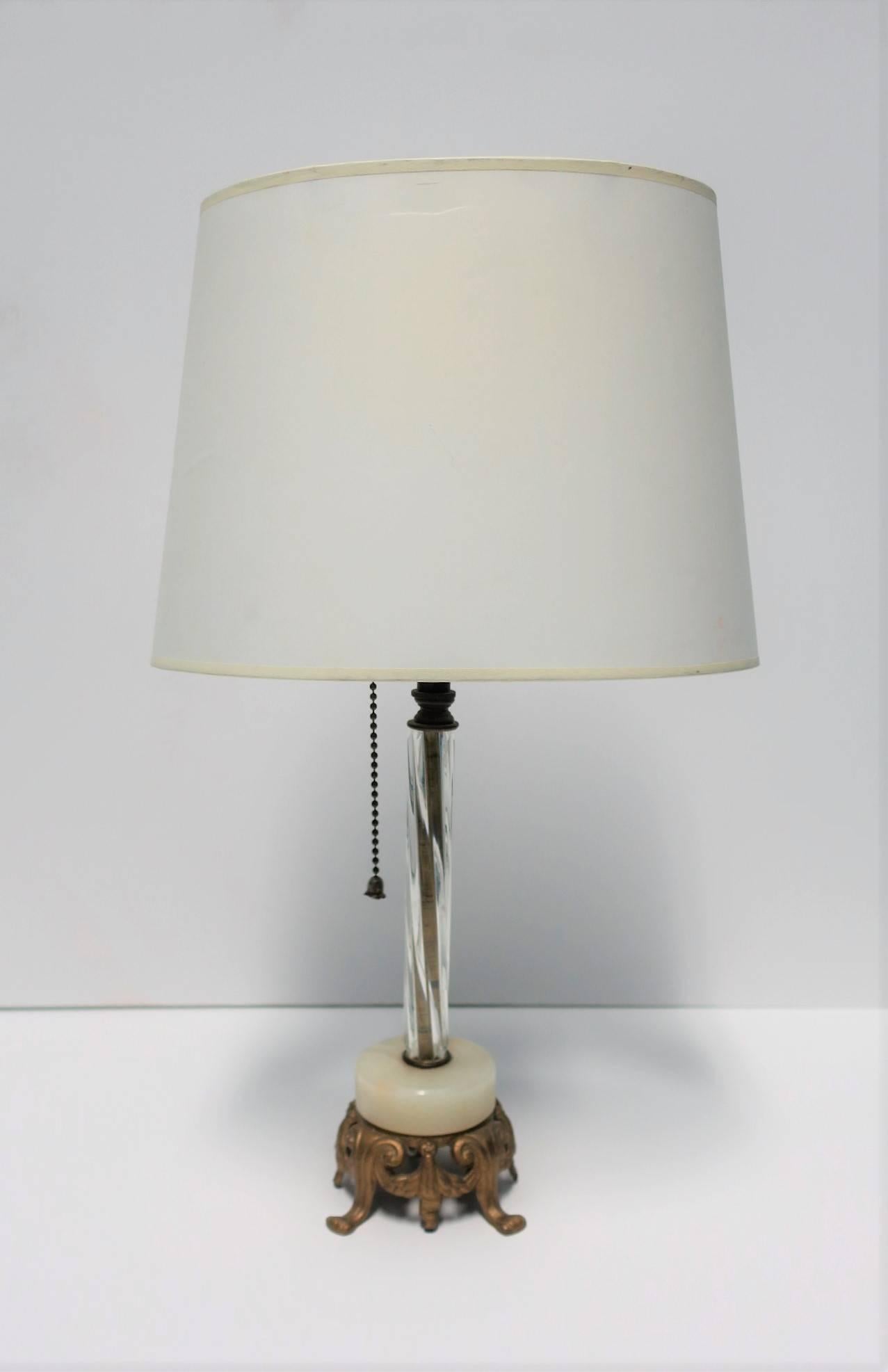 Regency Italian Murano and Onyx Marble Gold Gilt Desk or Table Lamp For Sale