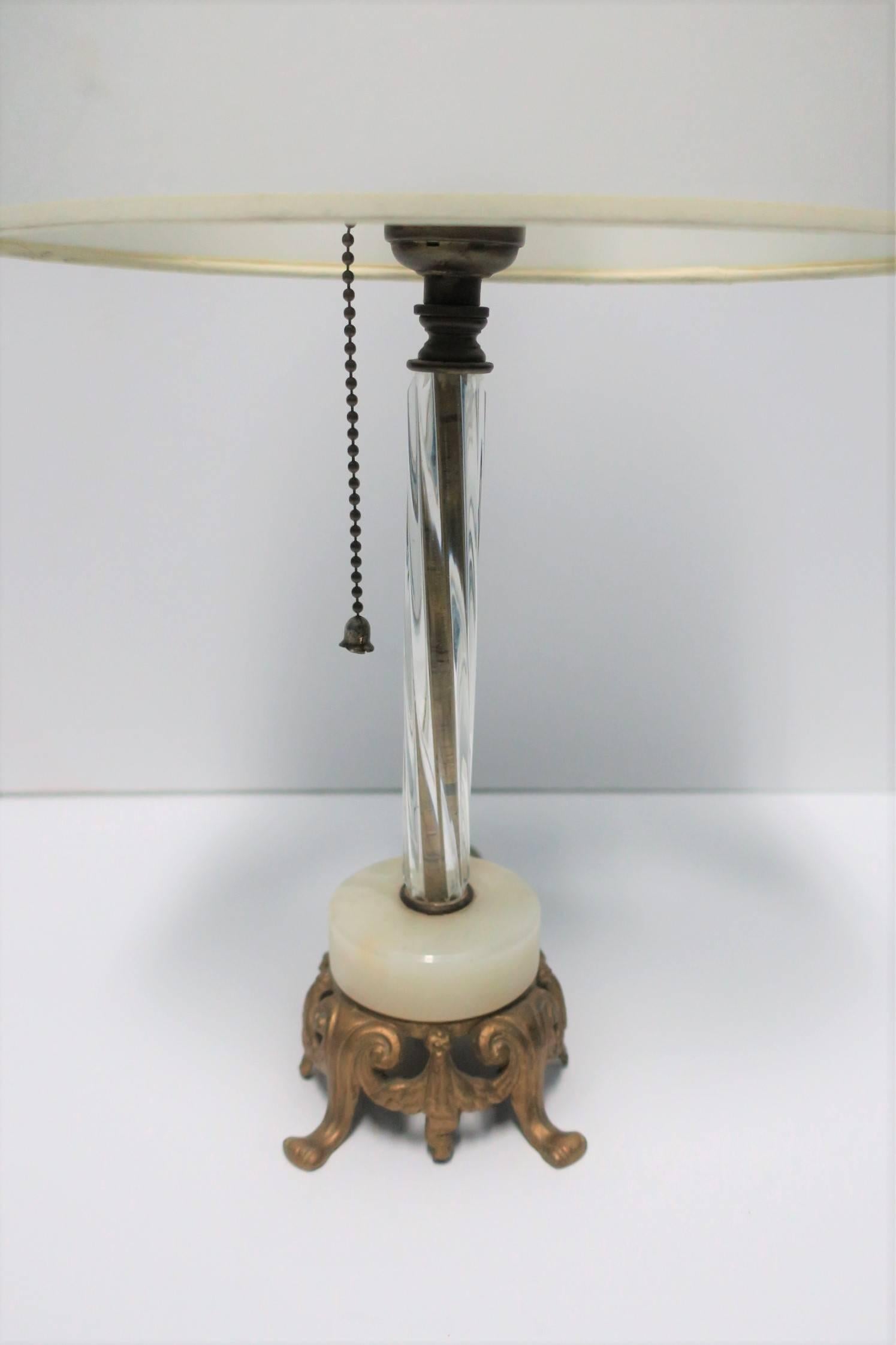 Doré Lampe de bureau ou de table italienne en Murano et marbre onyx doré en vente