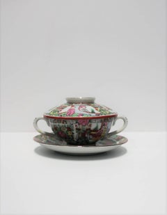Porcelain Famille Rose Tea Cup or Soup Set