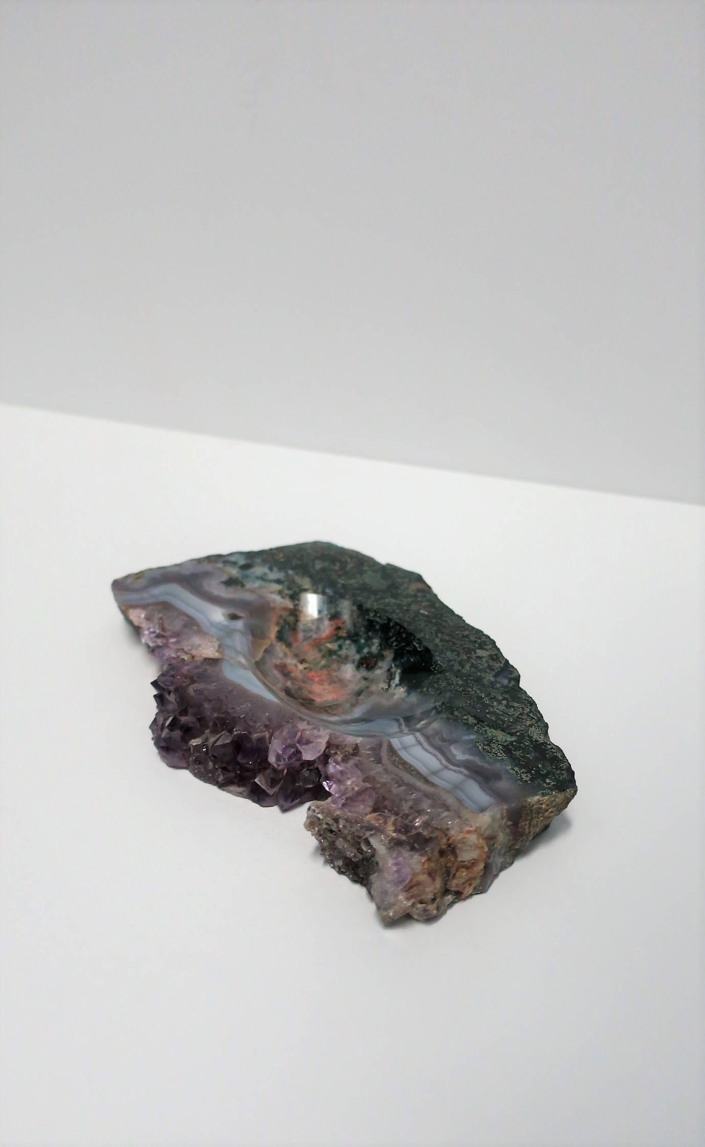 Organic Modern Purple Amethyst Natural Crystal Vessel Sculpture Dish