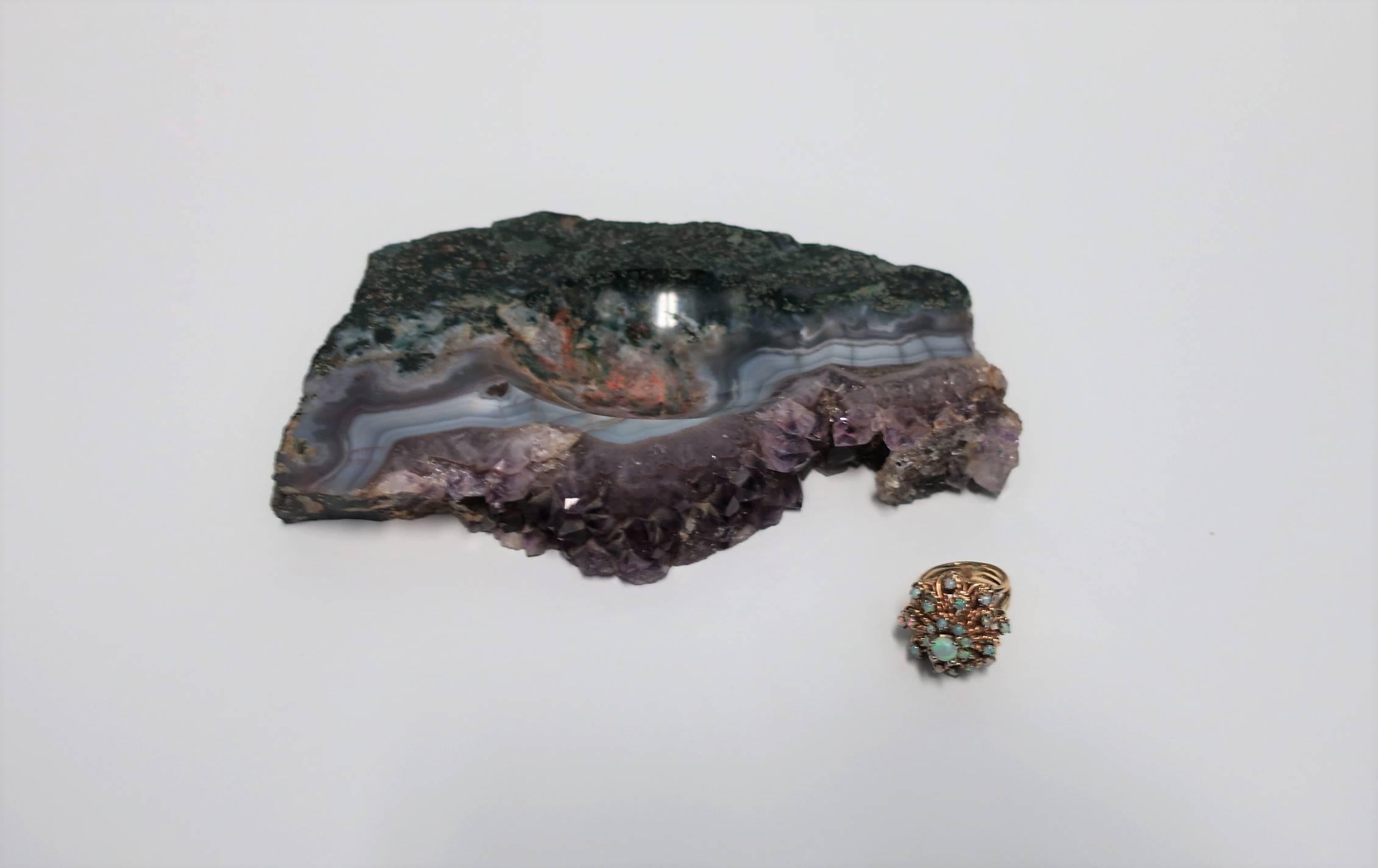 Polished Purple Amethyst Natural Crystal Vessel Sculpture Dish