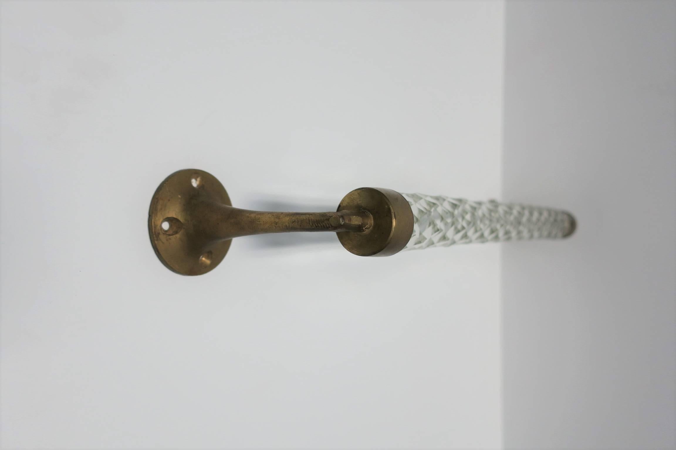 Mid-20th Century Crystal and Brass Hardware Towel or Clothing Bar