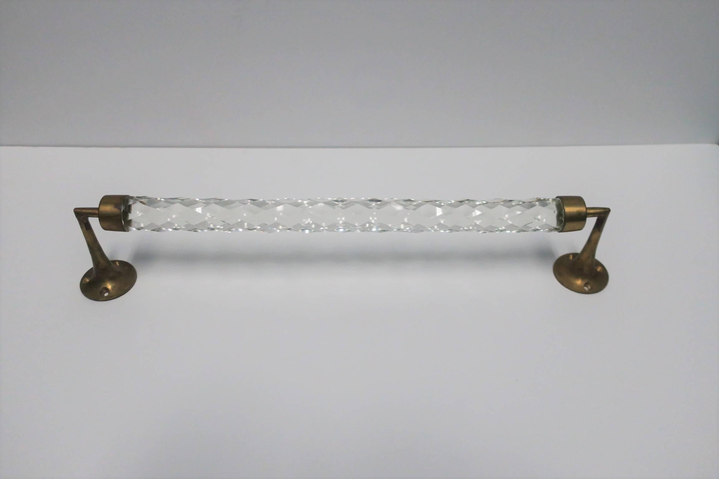 Hollywood Regency Crystal and Brass Hardware Towel or Clothing Bar