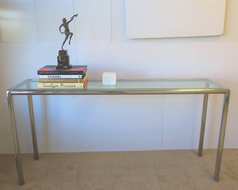 Modern Chrome and Glass Console Table at 1stDibs chrome and glass