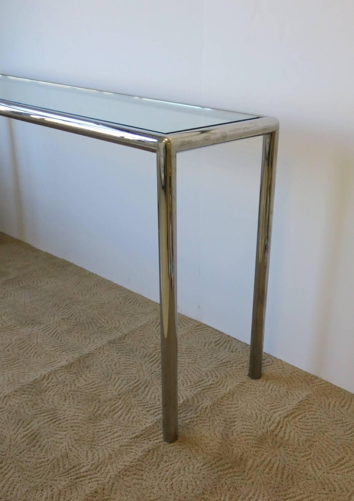 Modern Chrome and Glass Console Table In Good Condition In New York, NY