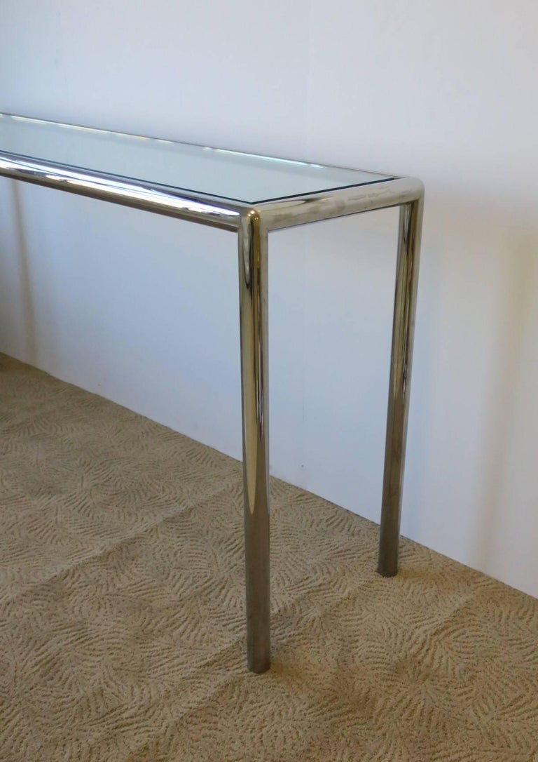 Modern Chrome and Glass Console Table at 1stDibs chrome and glass